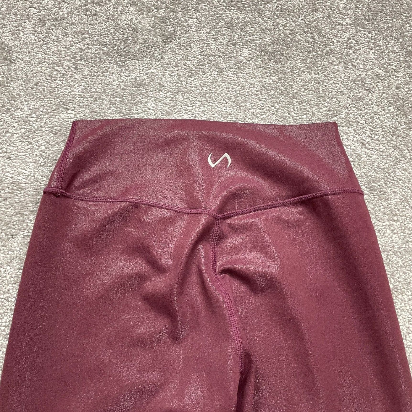 Vintage Take Life Further Compression Leggings Womens Medium Maroon High Rise Gym 24x26 Size 32" / US 10 / IT 46 - 3 Thumbnail