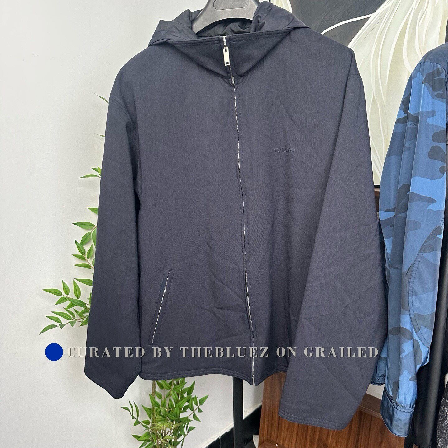 Valentino Valentino New Navy Embroidered Logo Zip Jacket Size US M / EU 48-50 / 2 - 1 Thumbnail