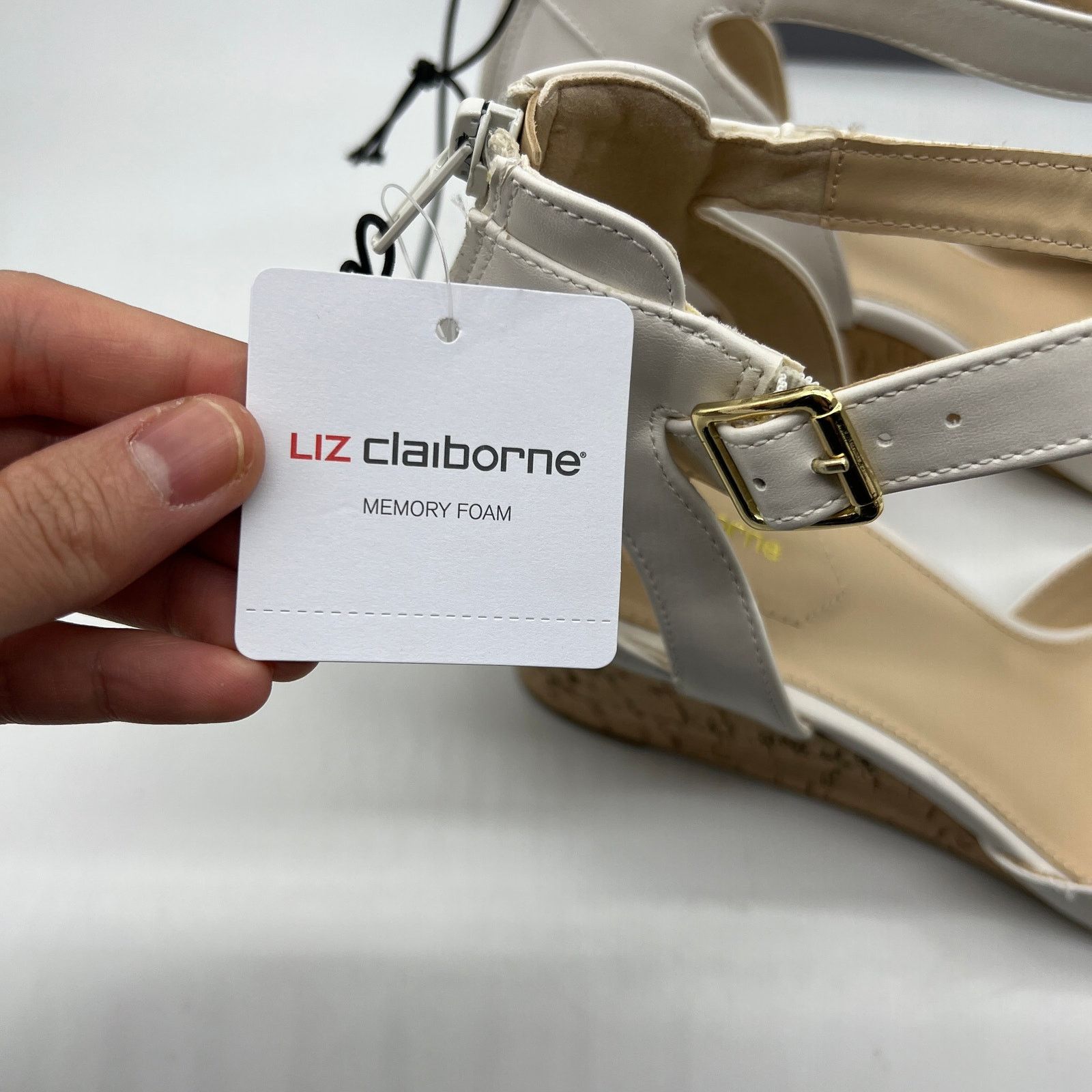 Other Liz Claiborne Womens Octavia Wedge Sandals White Size 11M Size US 11 / IT 41 - 4 Thumbnail