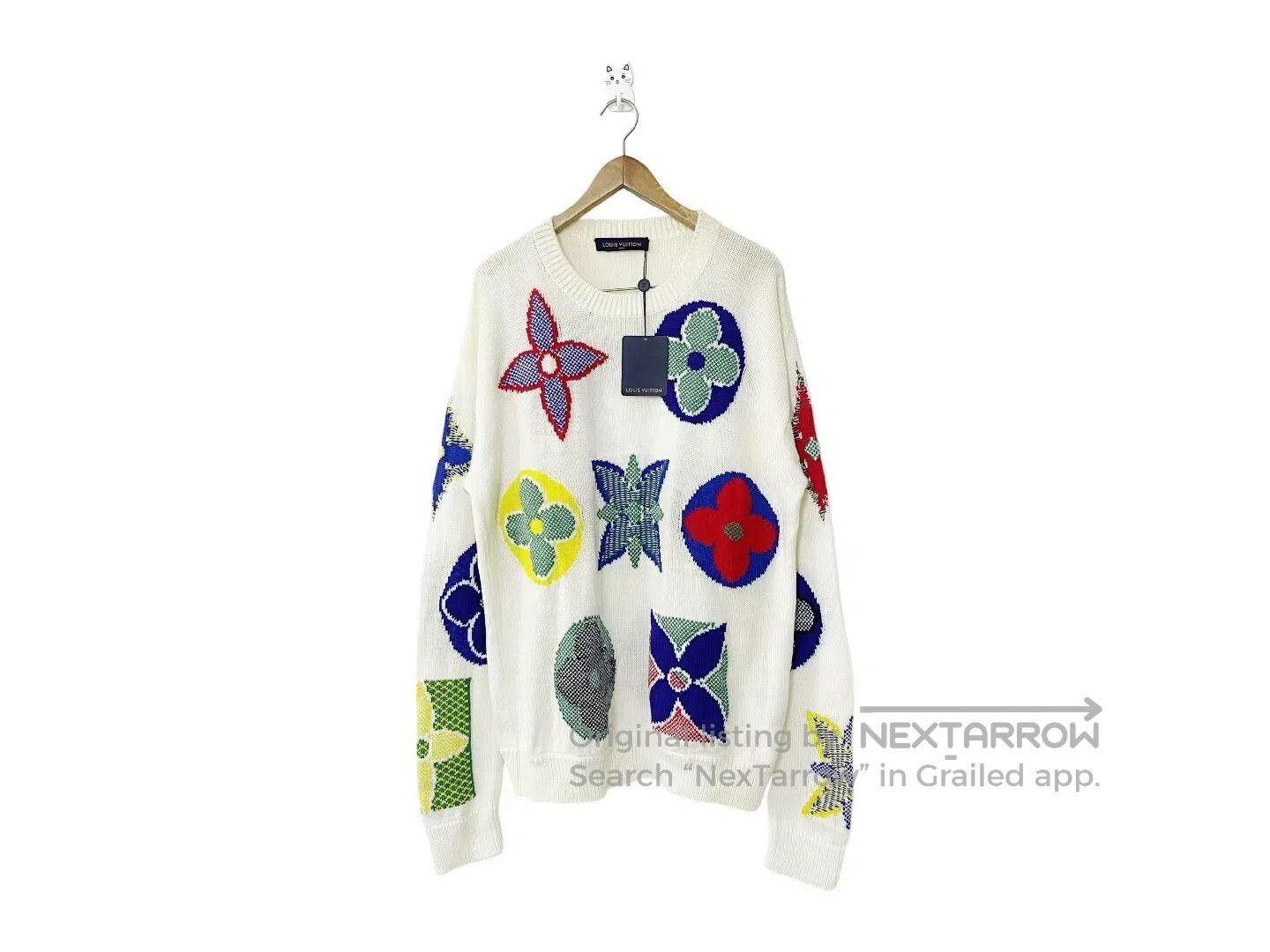 Louis Vuitton Louis Vuitton White Sweater with Patches. Size US XL / EU 56 / 4 - 1 Thumbnail