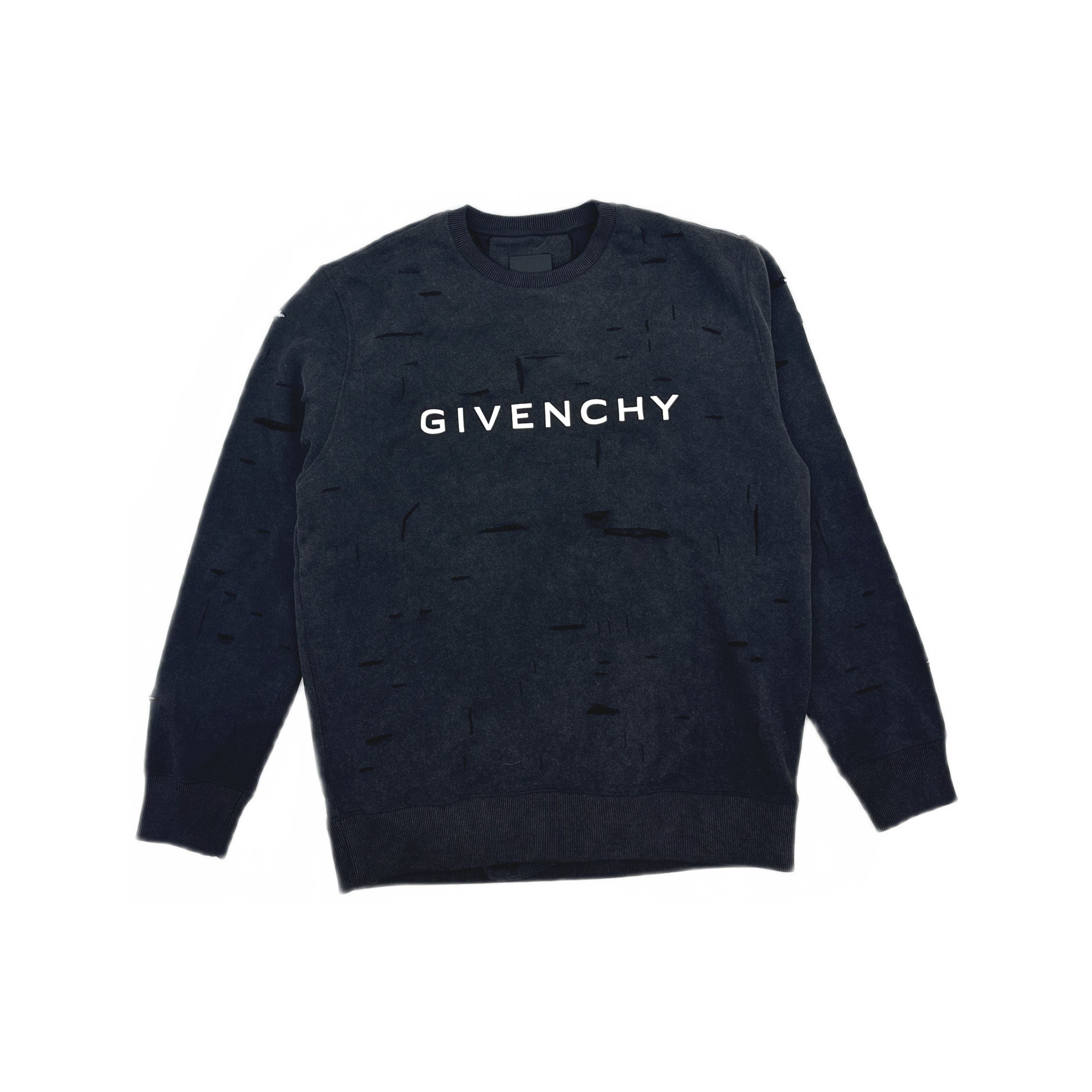 Givenchy Givenchy Distressed Logo Sweatshirt Size L Size US L / EU 52-54 / 3 - 1 Thumbnail