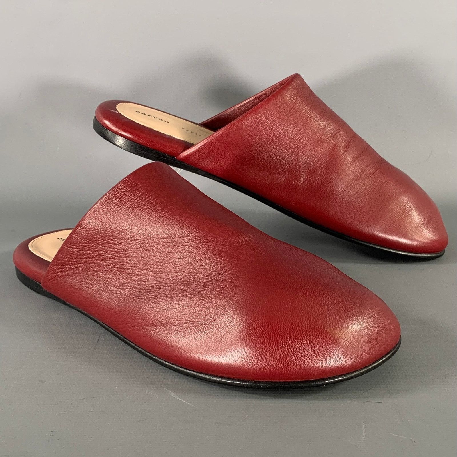Carven CARVEN Size 10 Burgundy Leather Lambskin Slippers Flats Size US 11 / IT 41 - 1 Thumbnail