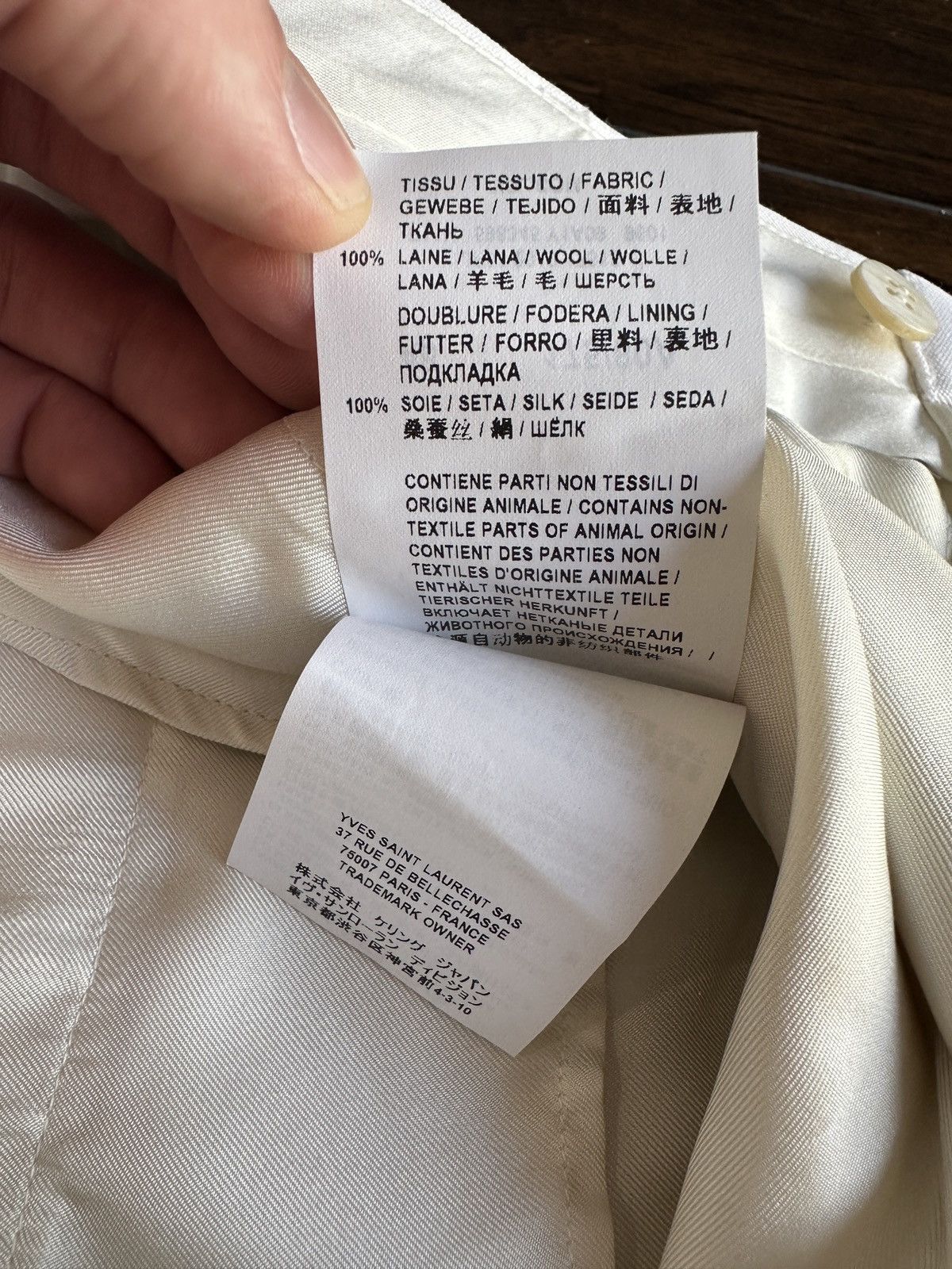 Saint Laurent Paris Ivory Wool Suit Pants Size 48R - 9 Thumbnail