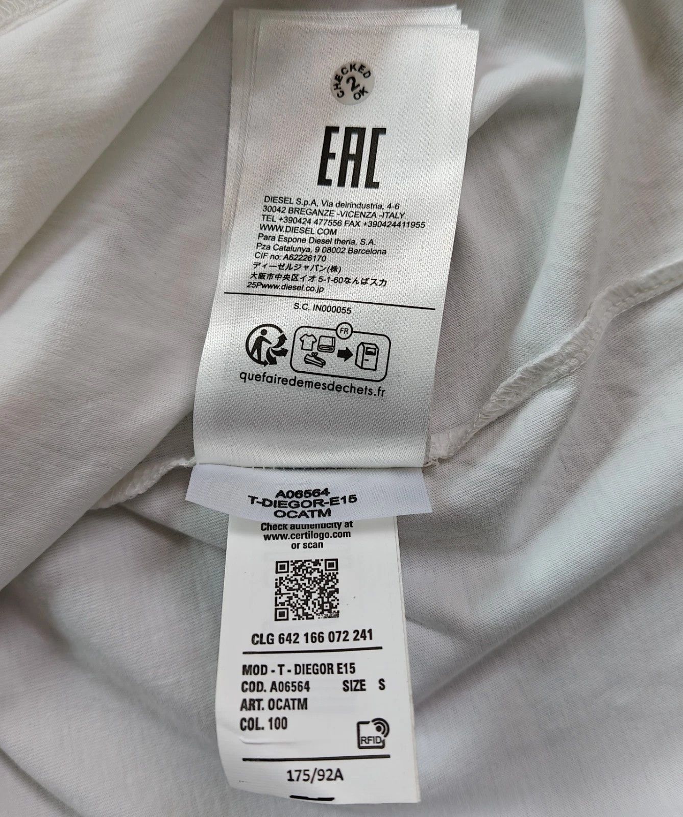 Diesel DIESEL White T-Shirt With Logo Patch T 4148 Size US S / EU 44-46 / 1 - 9 Thumbnail