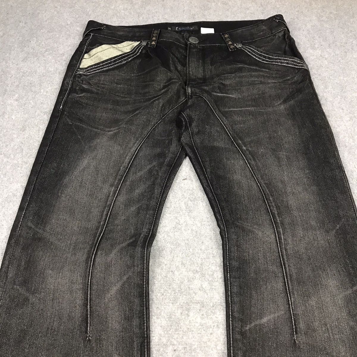 Japanese Brand 🔥SILVER MOON BLACK FADED DENIM PANTS Size US 33 - 3 Thumbnail