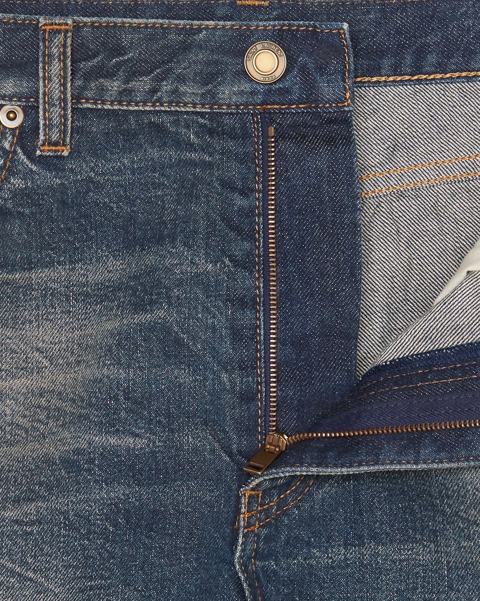 Saint Laurent Paris o1s1wg110225 597005 Baggy Short in Moon Denim in Blue Size 27" / US 4 / IT 40 - 2 Thumbnail