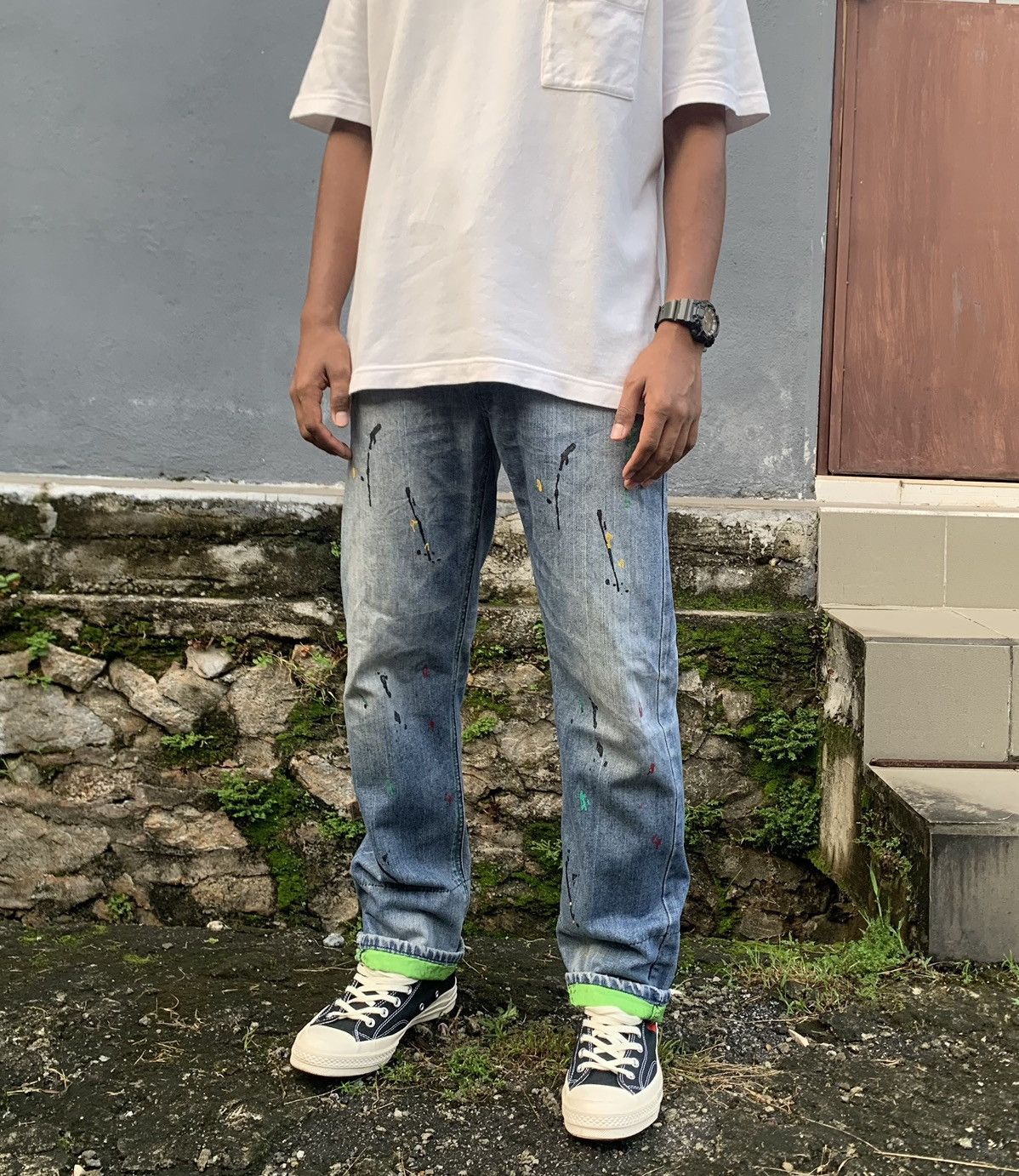 Vintage Vintage XSECAI Paint Splatters (Koi Fish Lined) Denim Jeans Size US 30 / EU 46 - 10 Thumbnail