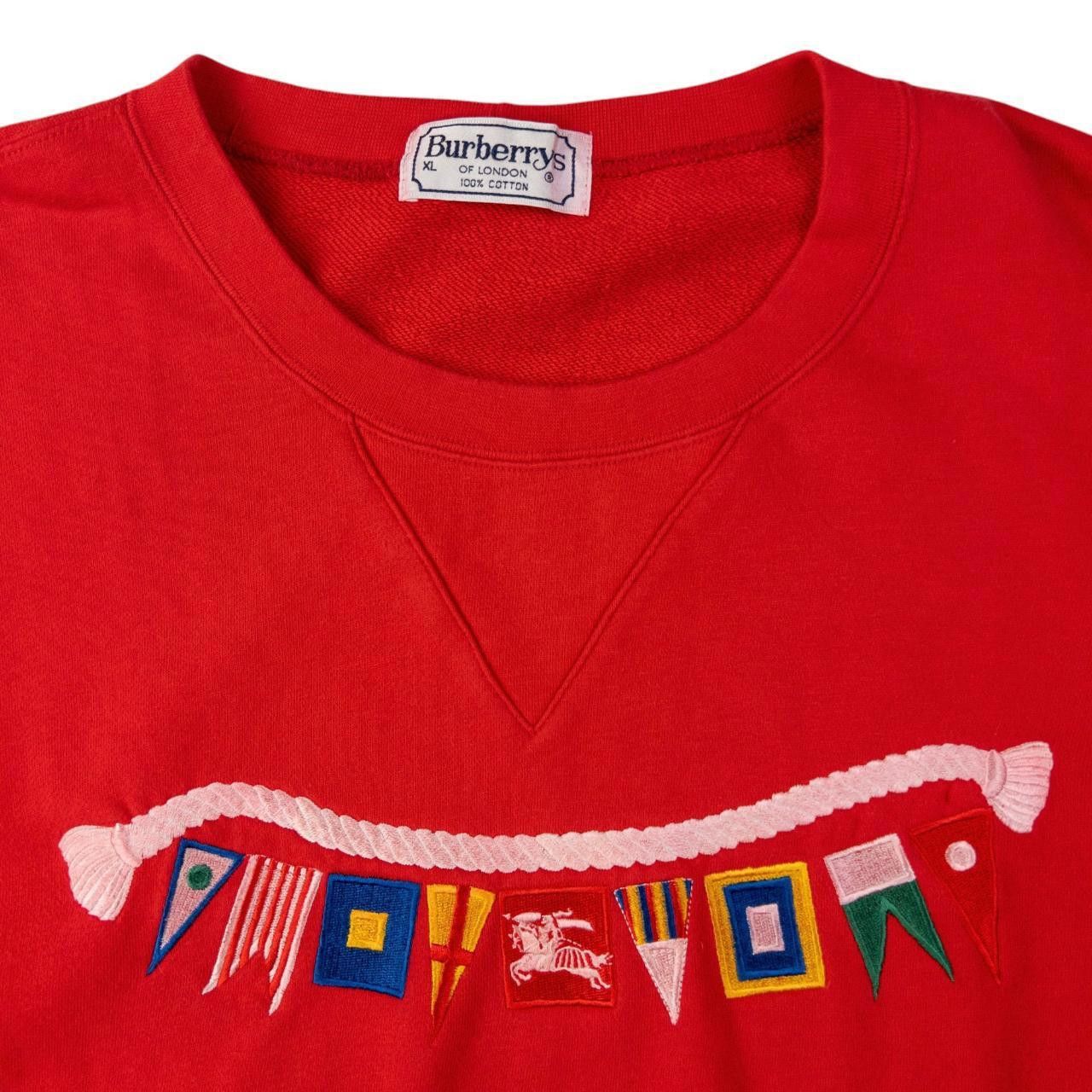Burberry Vintage Burberry Embroidered Flag Sweatshirt Size XL Size US XL / EU 56 / 4 - 3 Thumbnail
