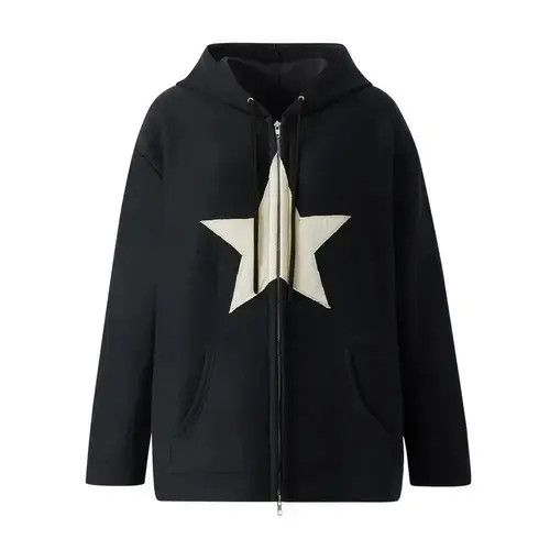 Other Unisex Y2k Hip Hop Zipper Sweatshirt Harajuku with Stars Size US XL / EU 56 / 4 - 5 Thumbnail