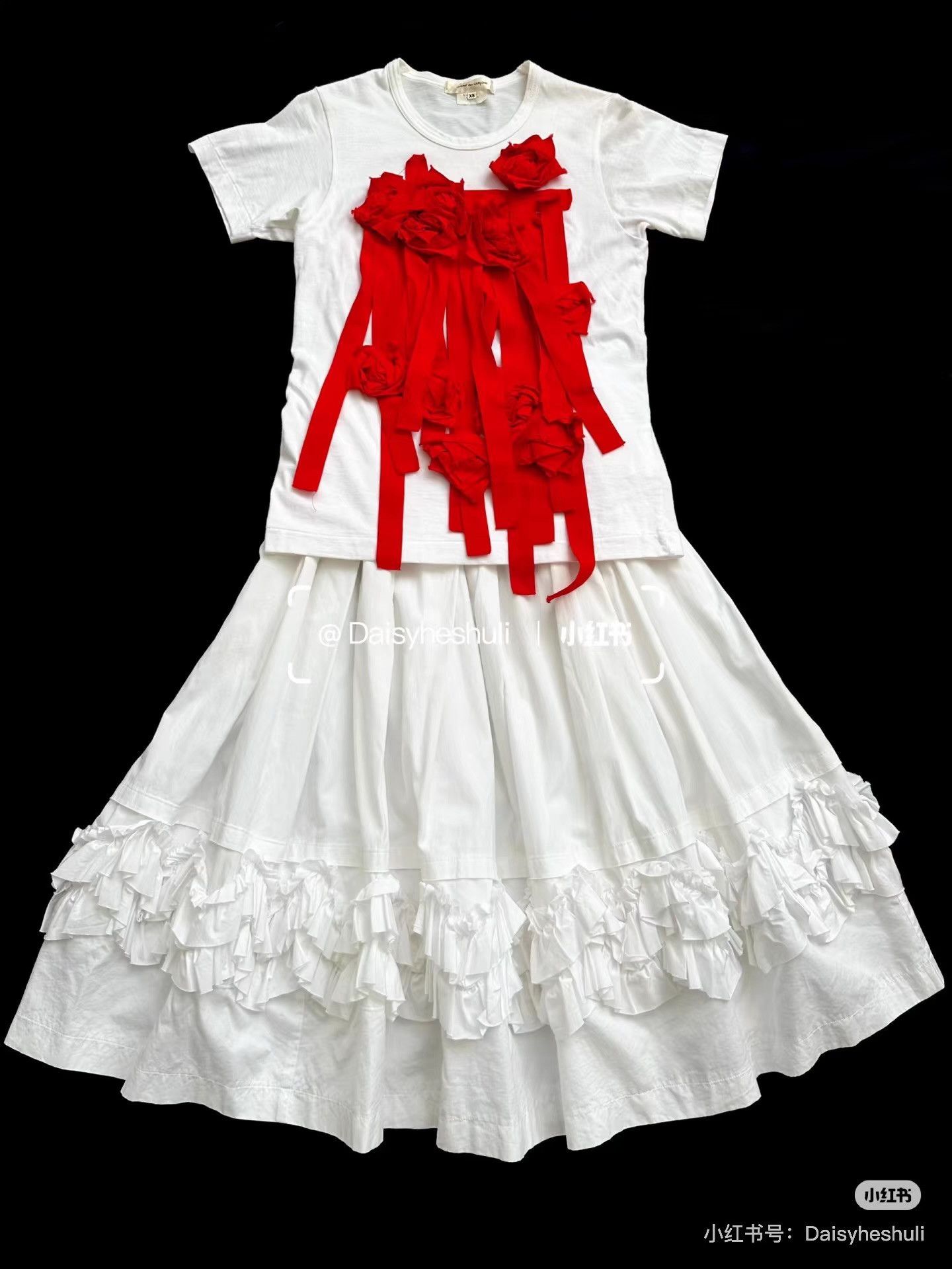 Comme des Garcons CDG Comcom White Lace Trim Skirt Ｑ24 Size 34" / US 12 / IT 48 - 3 Thumbnail