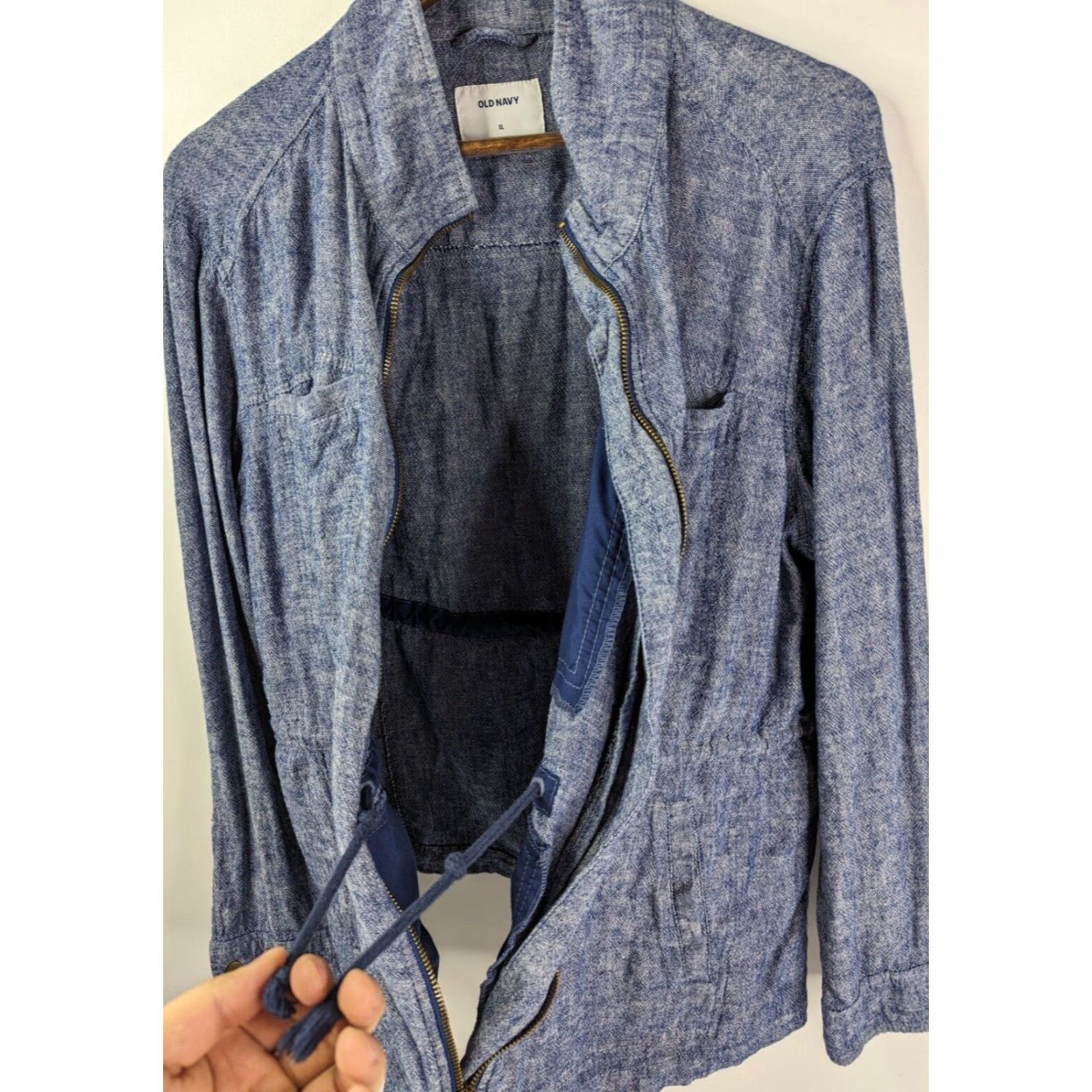 Old Navy Old Navy Women's Linen Blend Utility Jacket Adjustable Waist Chambray Blue Sz XL Size XL / US 12-14 / IT 48-50 - 3 Thumbnail