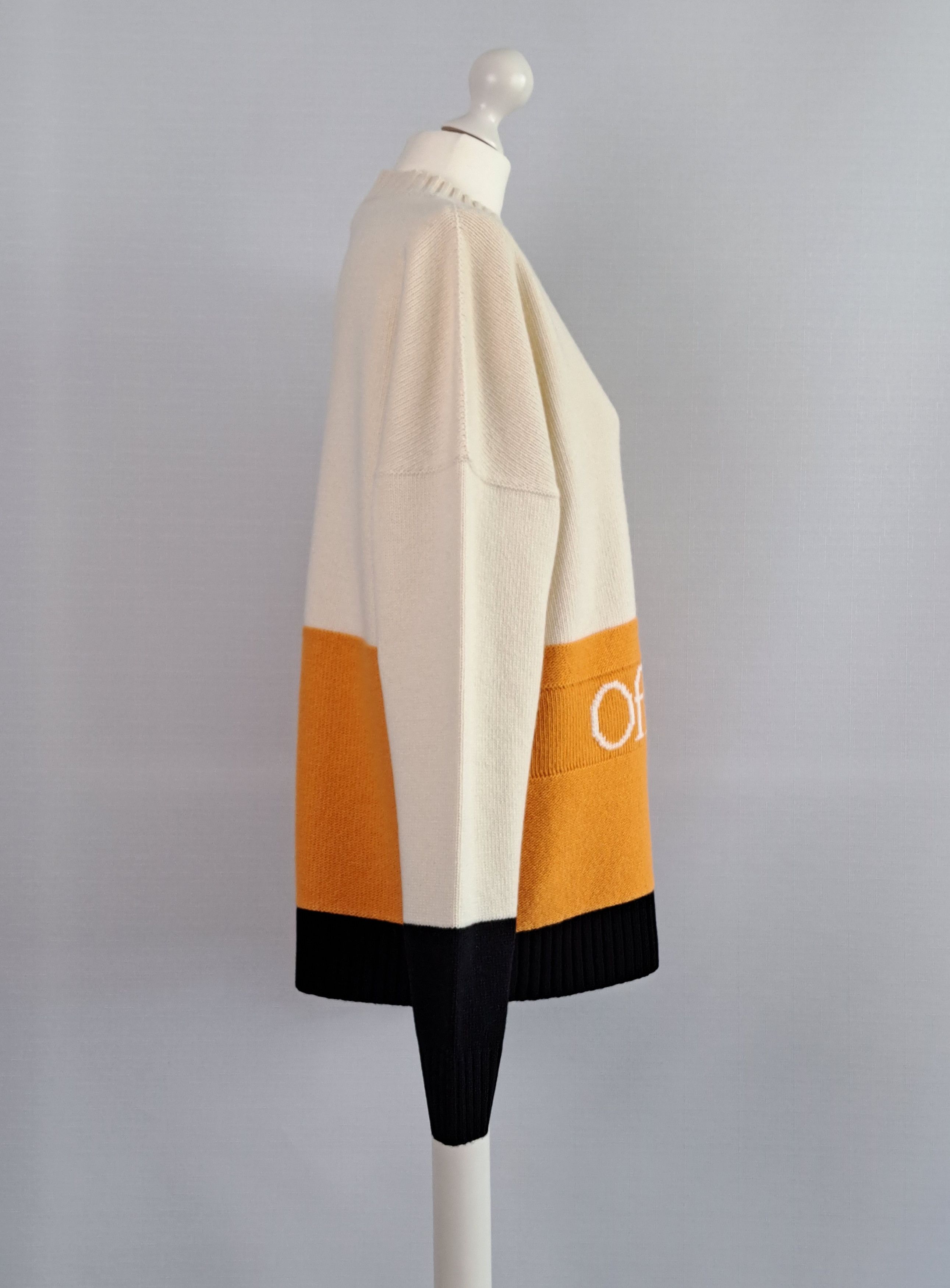 Off-White OFF-WHITE knit color block crewneck wool sweater. Size M. Size US M / EU 48-50 / 2 - 2 Thumbnail
