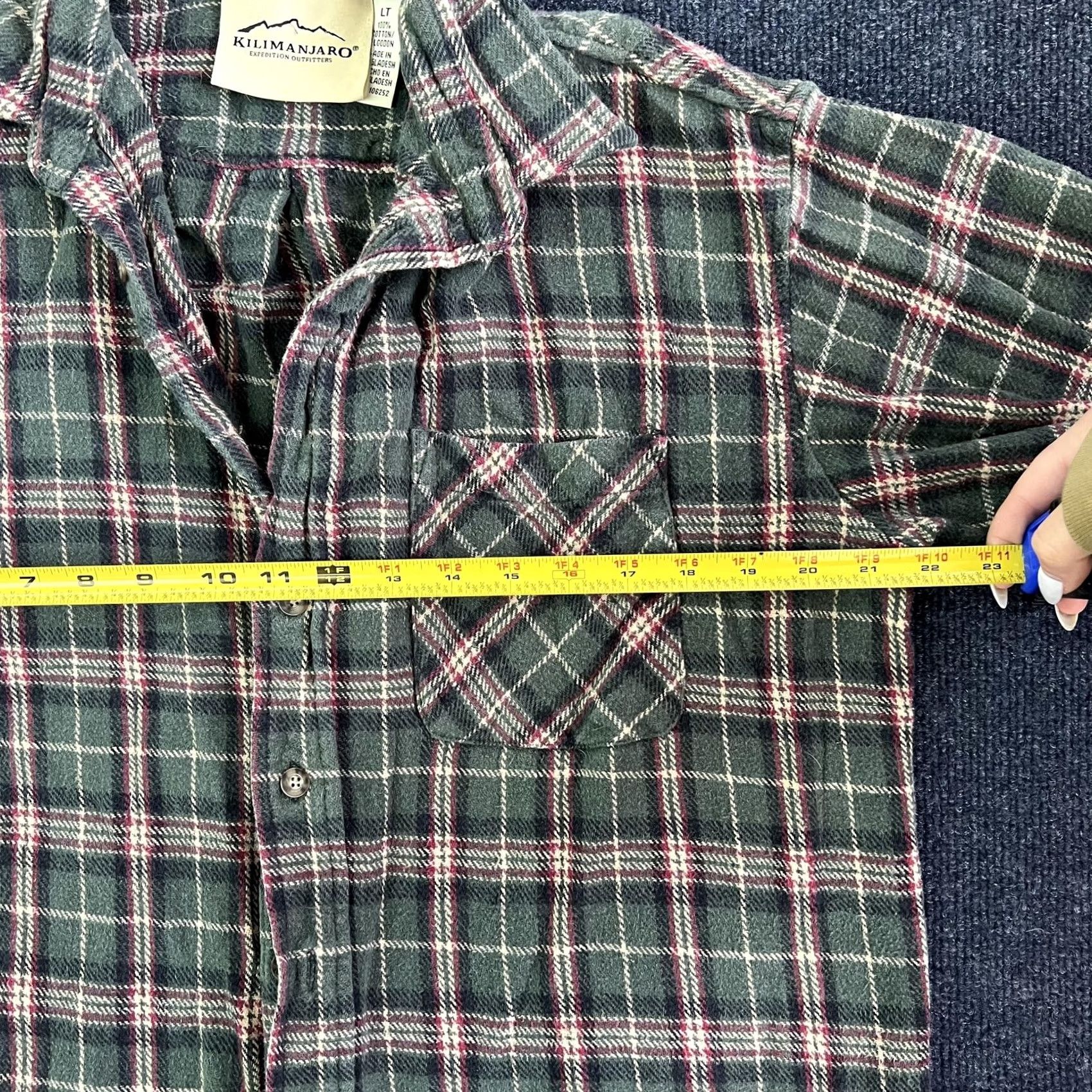 Vintage Kilimanjaro Flannel Shirt Mens LT Green Plaid Long Sleeve Button Up Casual Size US L / EU 52-54 / 3 - 4 Thumbnail
