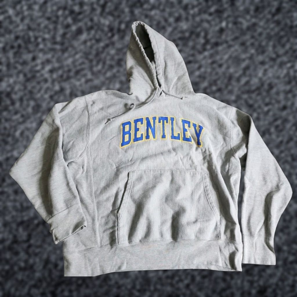 VINTAGE Champion Reverse Weave Sweatshirt Mens XL Bentley University Hoodie 90s Gray Pullover