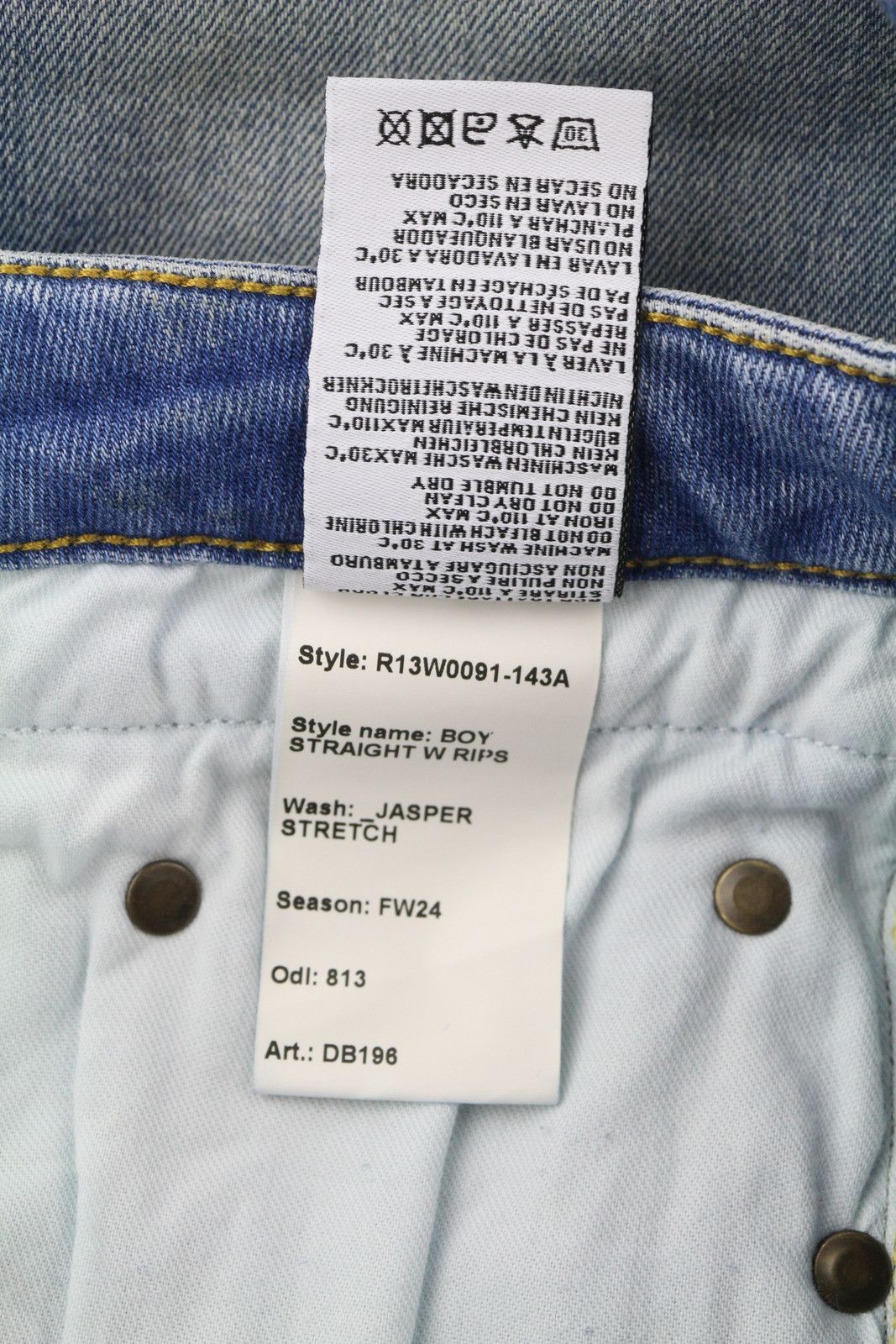 R13 BOY 27 Blue Jasper Stretch Washed Distress Zip Jeans 83158 Size 27" / US 4 / IT 40 - 8 Thumbnail