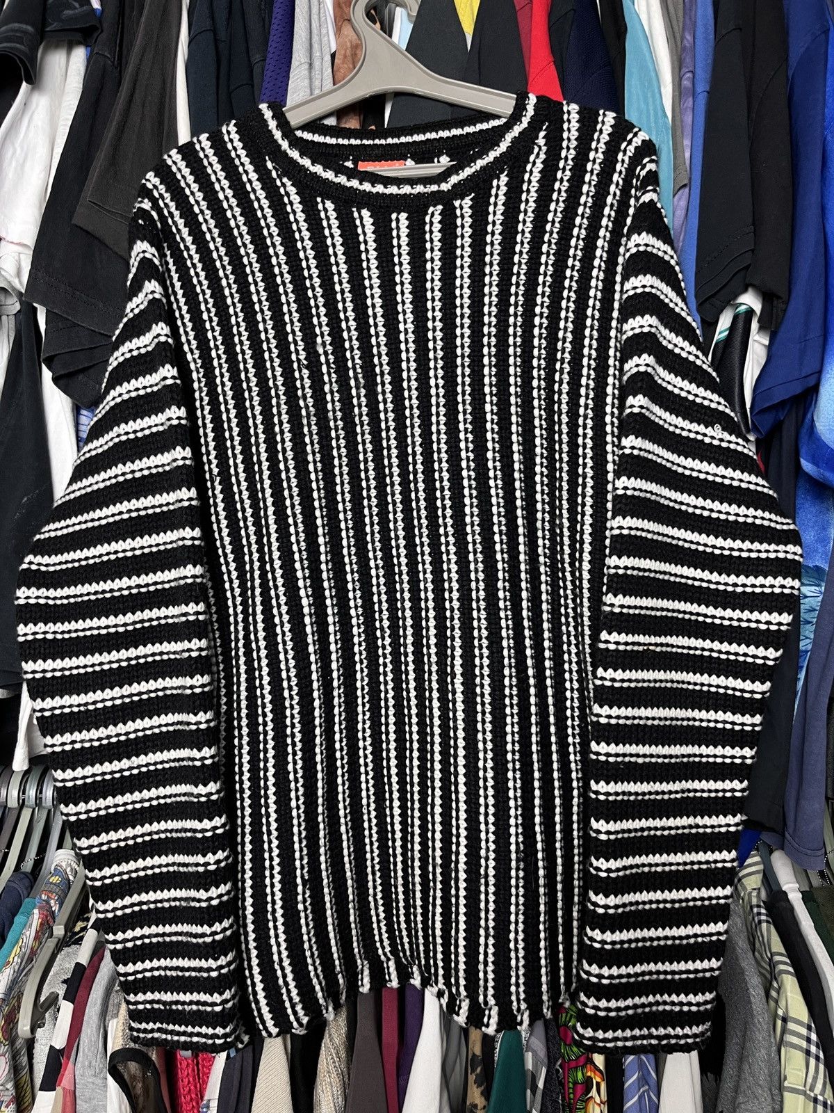 Vintage STRIPPED VINTAGE Y2K AVANTGARDE HEAVY KNITTED SWEATER - 1320 Size US L / EU 52-54 / 3 - 2 Thumbnail