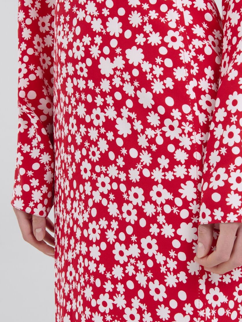 Marni o1f1d3z0326 Floral-Print Midi Dress in White/Red Size XL / US 12-14 / IT 48-50 - 5 Thumbnail