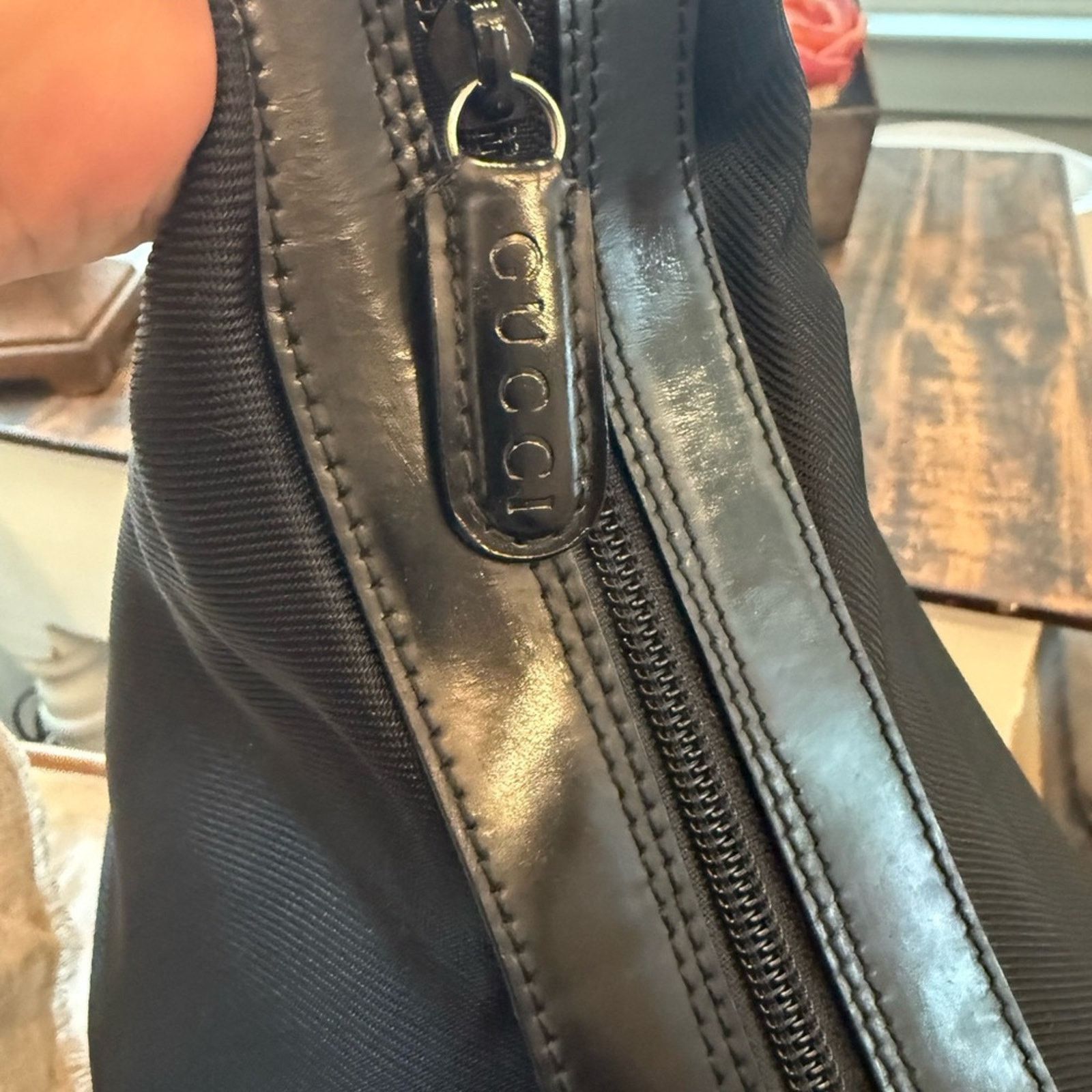 Gucci Gucci Vintage Black Nylon & Leather Bamboo 000205805315 Size ONE SIZE - 2 Thumbnail