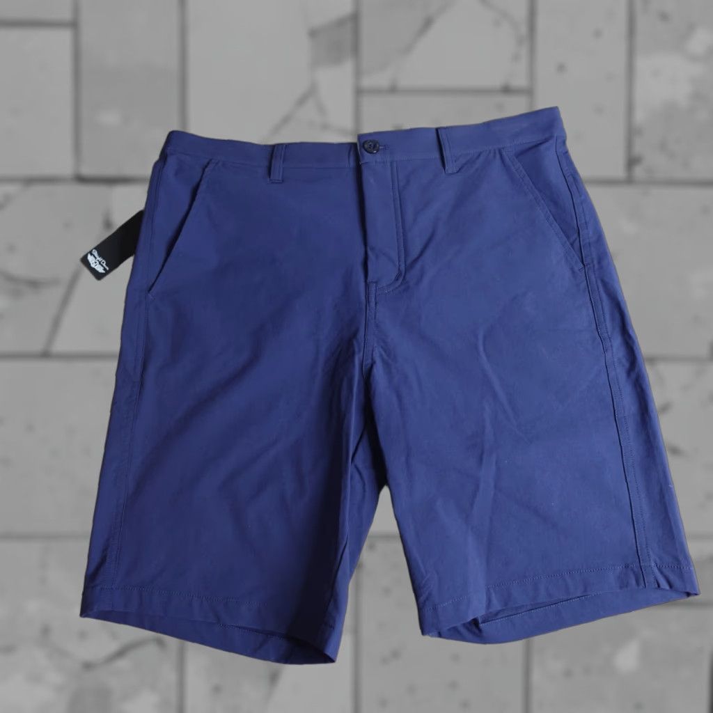 Straight Down Shorts 32 Blue Solid Chino Performance New