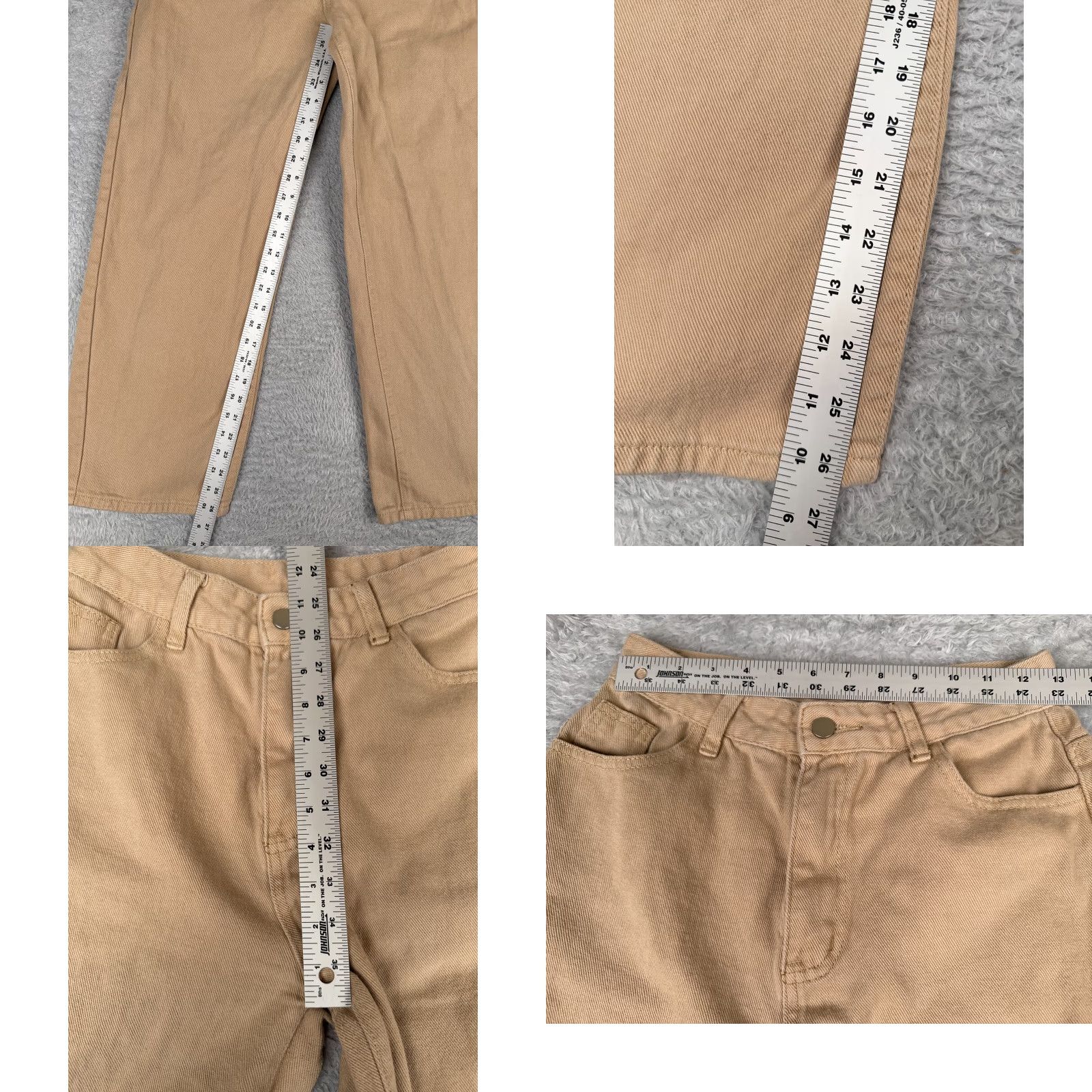 Vintage Women's Beige Denim Wide Leg Jeans Adult Medium 26 High Rise 26x27 Stretch Pockets 100% Cotton Size 26" / US 2 / IT 38 - 8 Thumbnail
