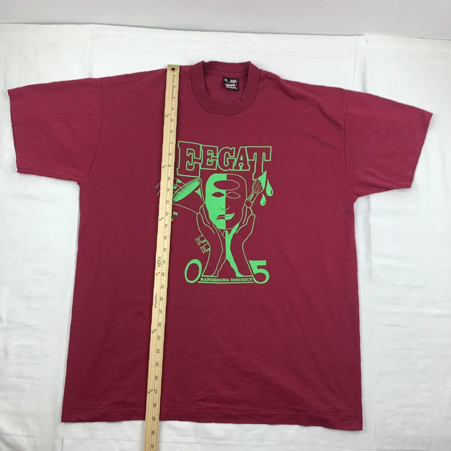 Fruit Of The Loom VINTAGE EEGAT Orangeburg District 5 T Shirt Adult XL Red School Performing Arts Size US XL / EU 56 / 4 - 5 Thumbnail