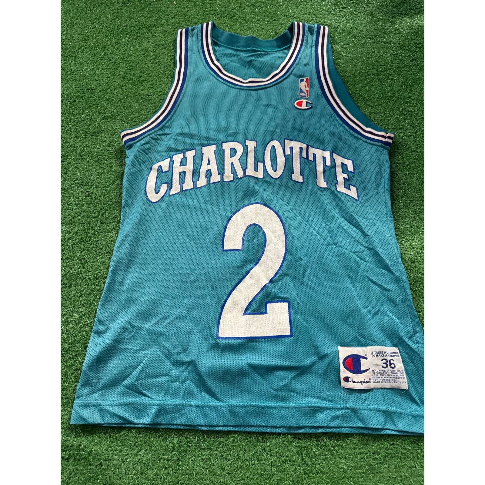 Champion Charlotte Hornets Larry Johnson Vintage Sz S Teal Size US S / EU 44-46 / 1 - 1 Thumbnail