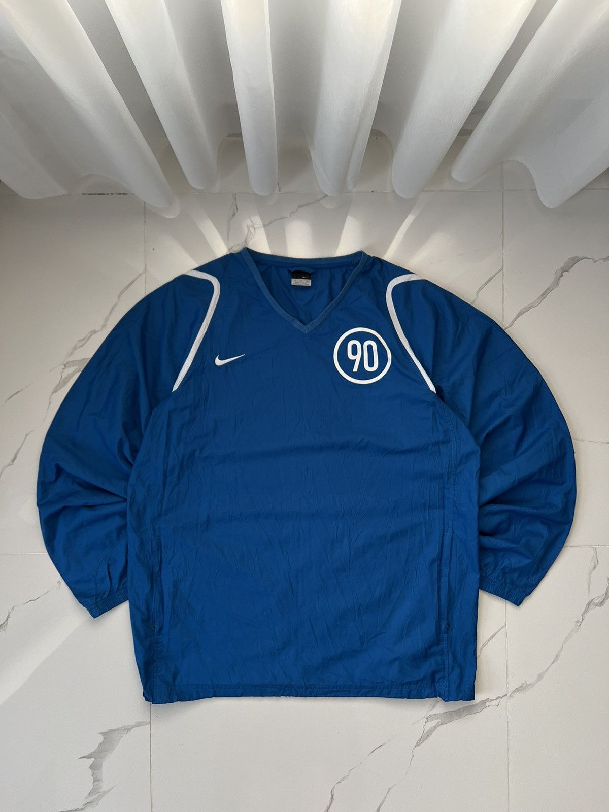 Nike × Vintage 90's NIKE TOTALNINETY RETRO RARE NYLON V-NECK SWEATSHIRT Size US XL / EU 56 / 4 - 1 Thumbnail