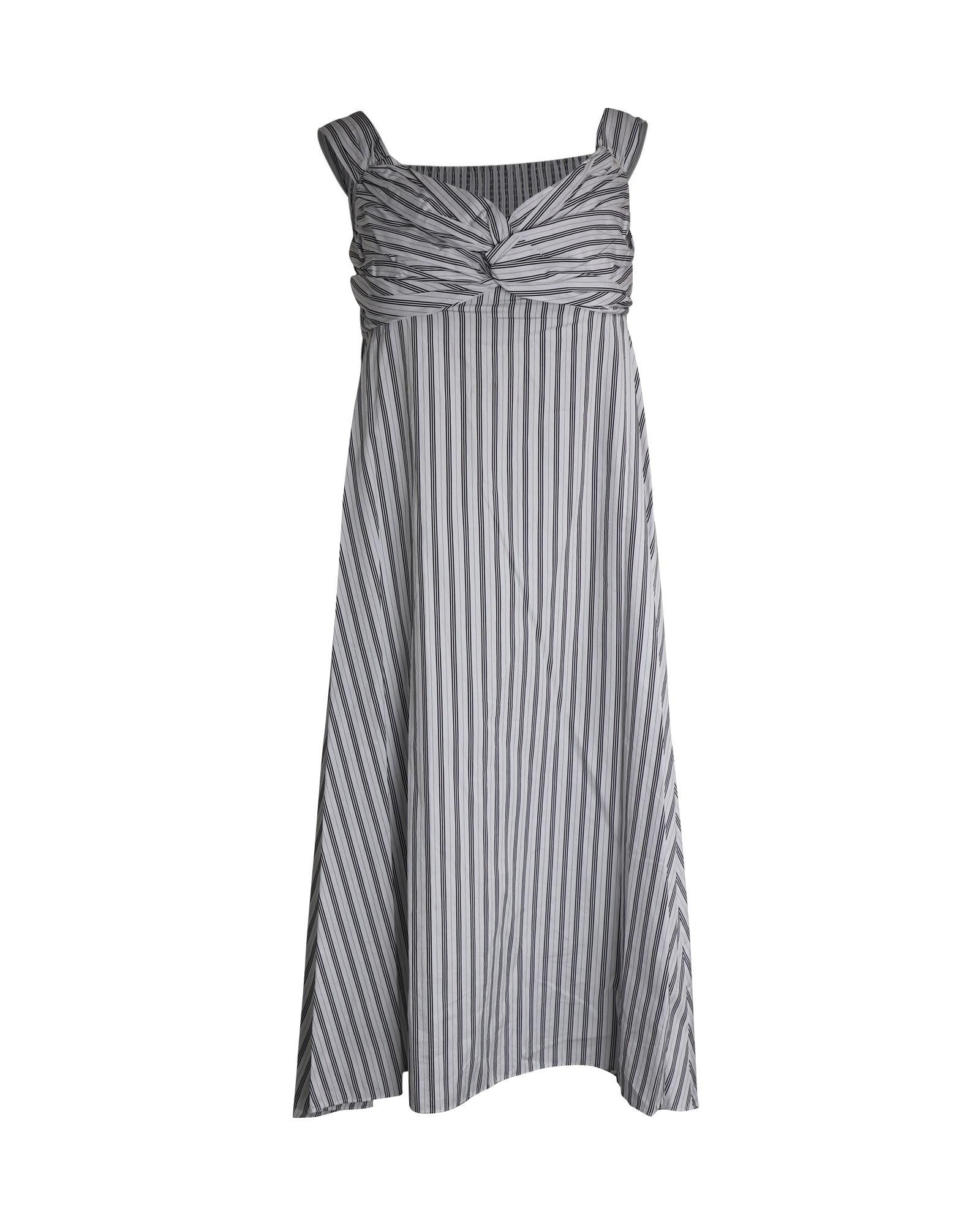 image of A L C Off-The-Shoulder Striped Poplin Midi Dress in White Print, Women's (Size Medium)