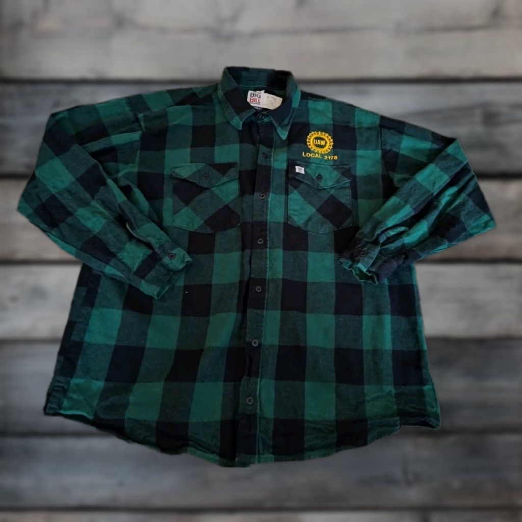 Vintage VINTAGE Big Bill Workwear Shirt Men XL Green Plaid Flannel Heavyweight Western Casual Size US XL / EU 56 / 4 - 1 Thumbnail