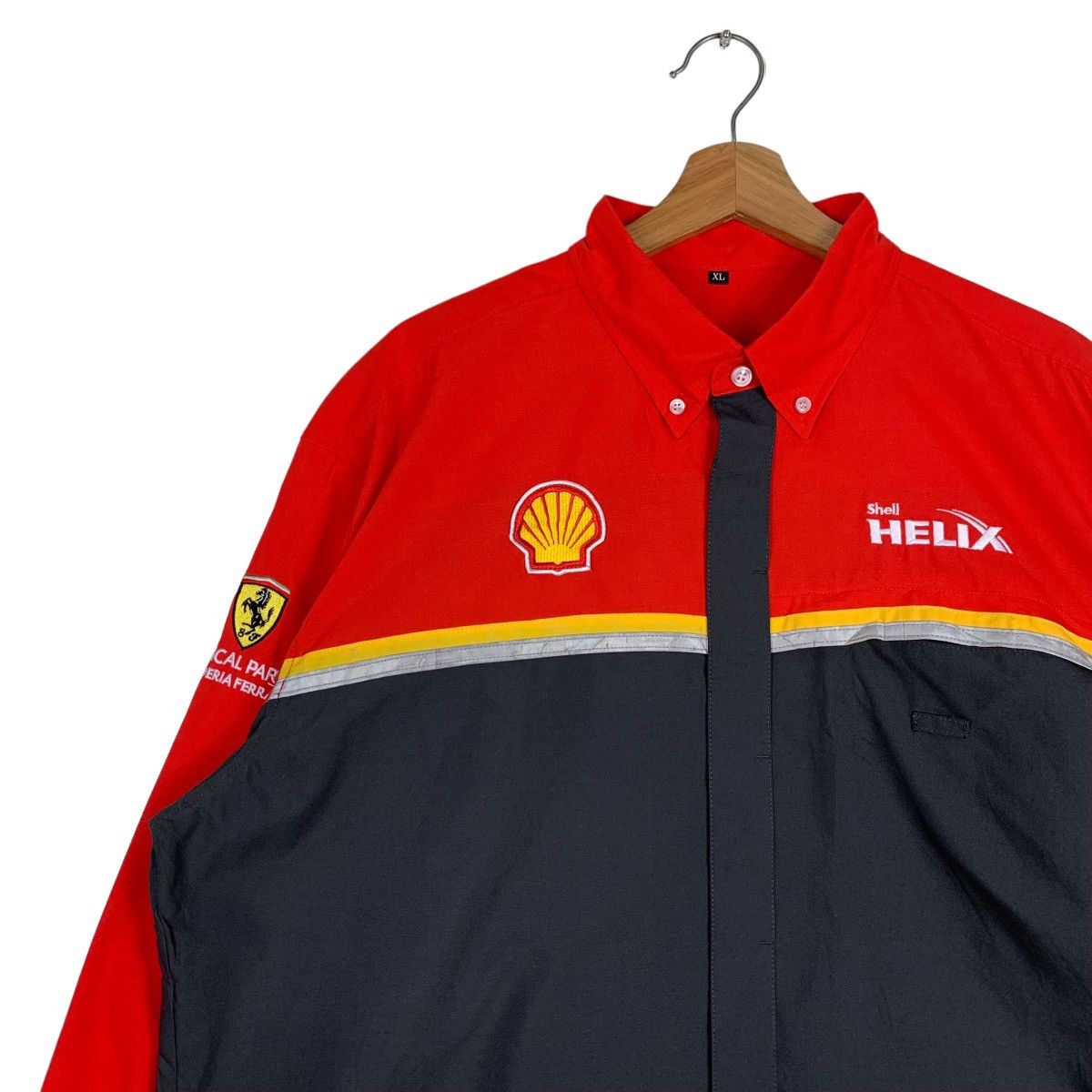 Other SHELL HELIX EMBROIDERY LOGO BUTTON UP SHIRT #0193-C10 Size US XL / EU 56 / 4 - 7 Thumbnail