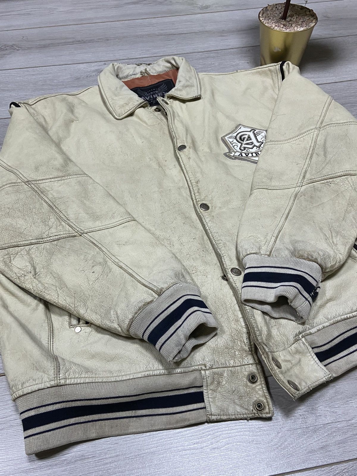 Avirex Avirex vintage Leather Jacket distressed New York big logo Size US XXL / EU 58 / 5 - 8 Thumbnail