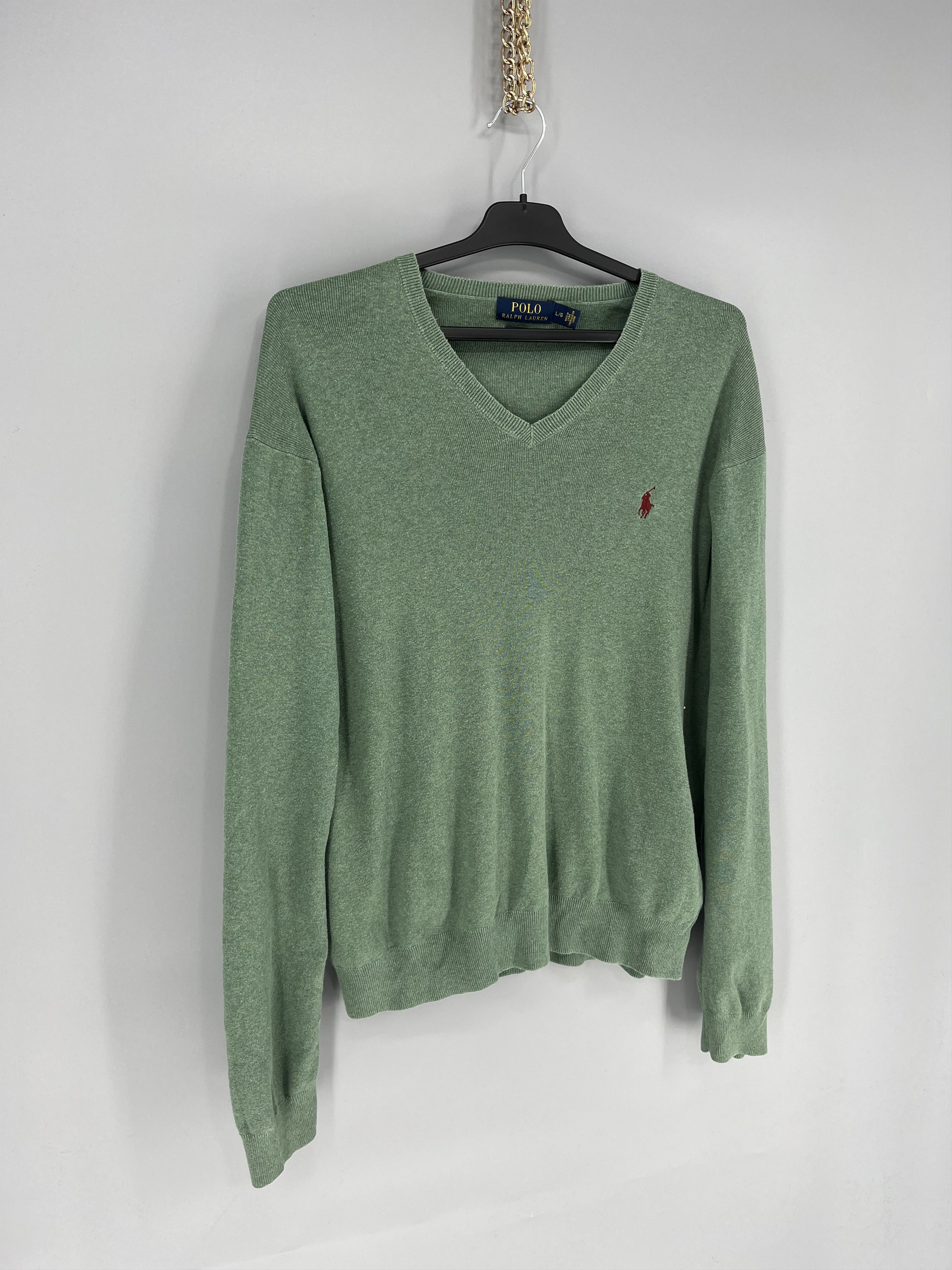 Polo Ralph Lauren Vintage Polo Ralph Lauren V-Neck Sweater 90s Green Size US L / EU 52-54 / 3 - 2 Thumbnail