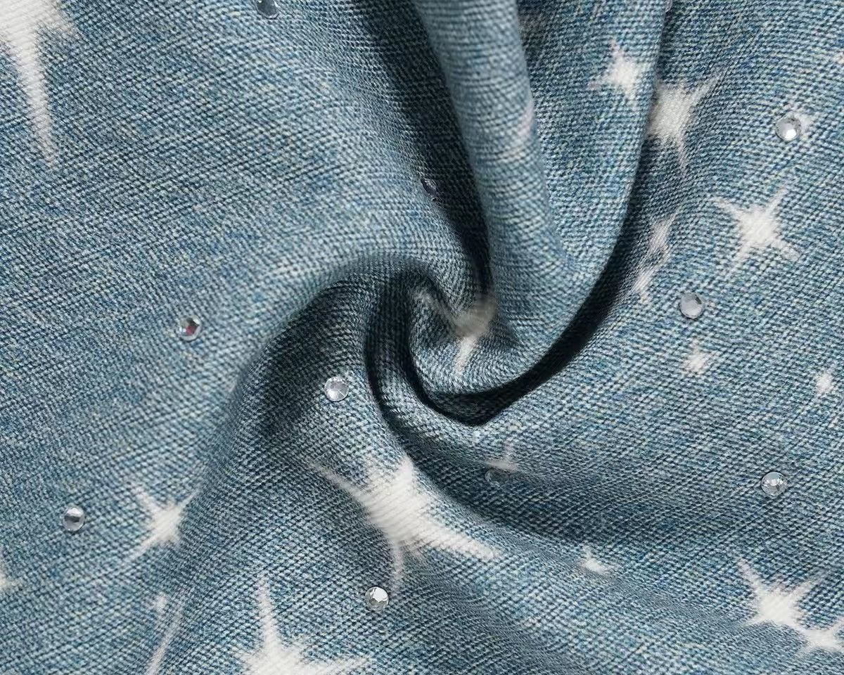 Designer Stars Rhinestone Washed Baggy Printed Jeans Size US 35 - 9 Thumbnail