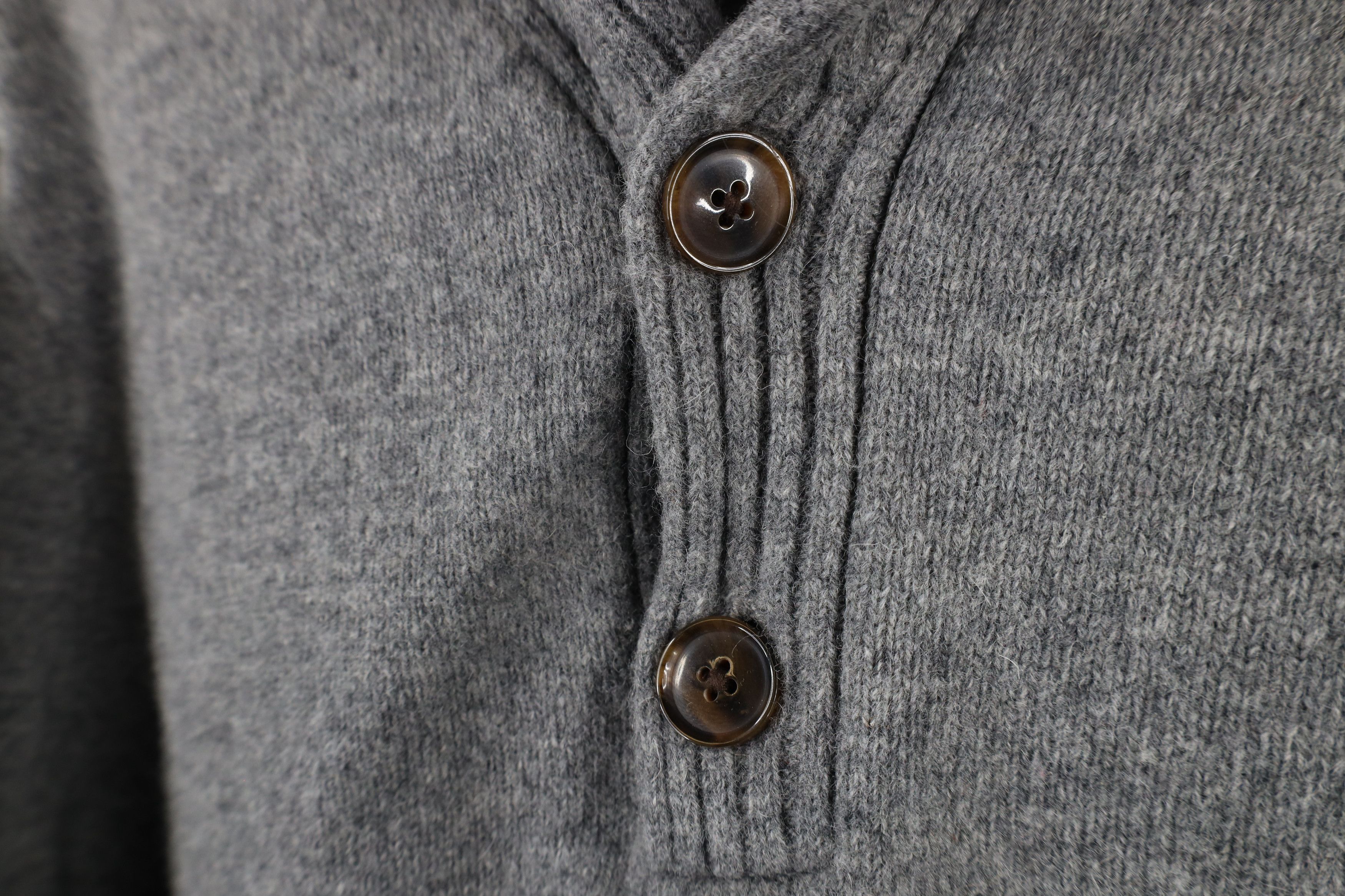 J.Crew × Vintage Vintage J Crew Wool Knit Shawl Collar Henley Sweater Gray Size US M / EU 48-50 / 2 - 4 Thumbnail