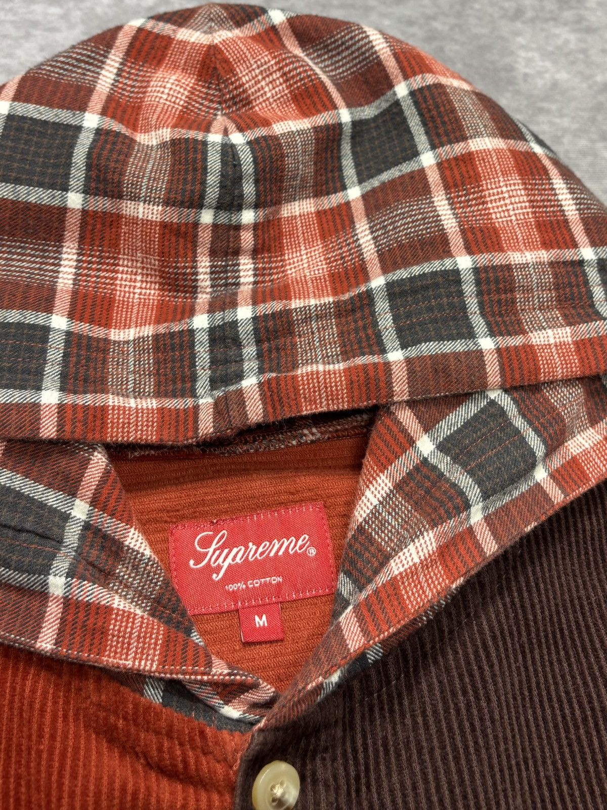 Supreme Supreme Hooded Color Blocked Corduroy Shirt (FW18) Size US M / EU 48-50 / 2 - 3 Thumbnail