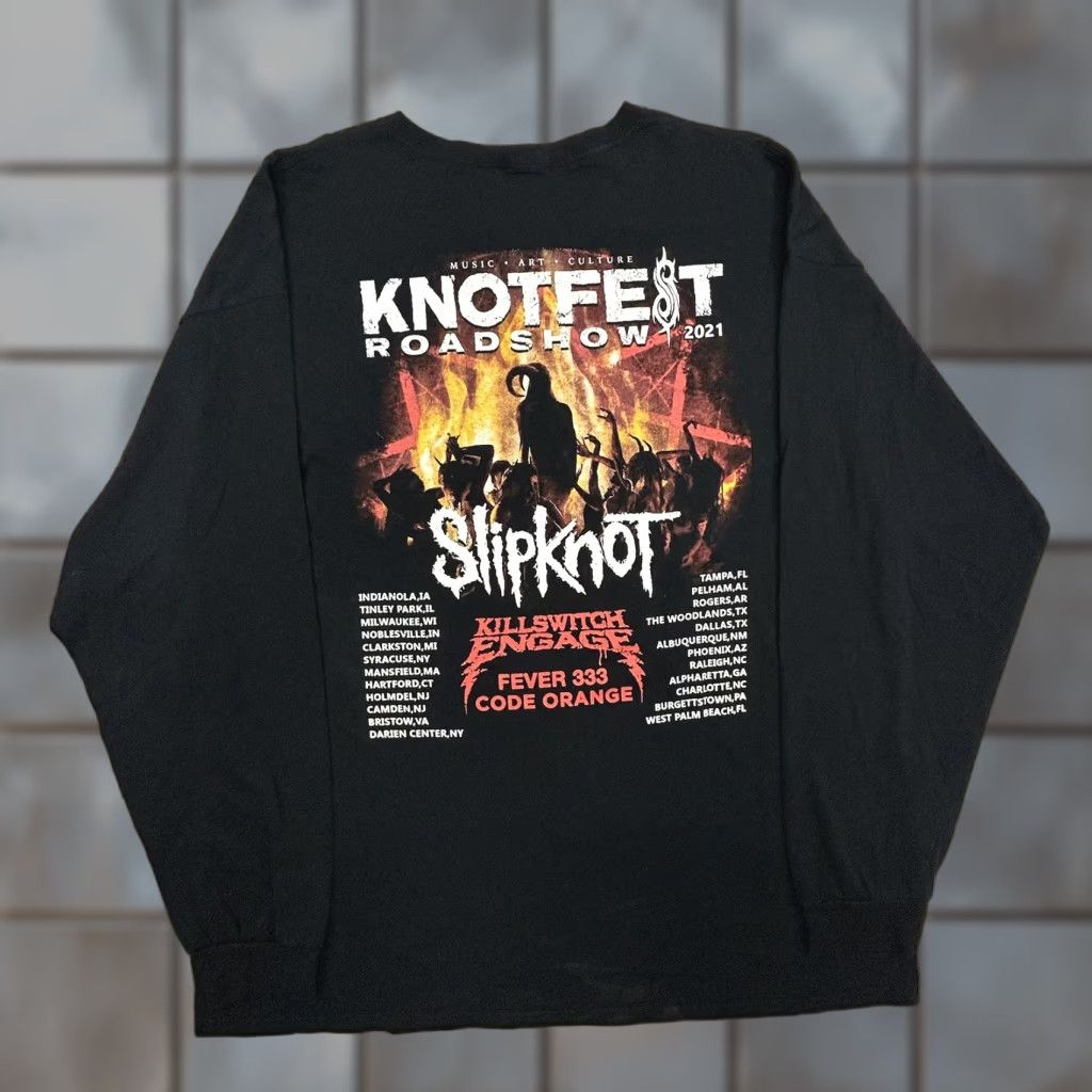 Fruit Of The Loom Slipknot Shirt Mens XL Black Knotfest Roadshow 2021 Long Sleeve Band Size US XL / EU 56 / 4 - 1 Thumbnail
