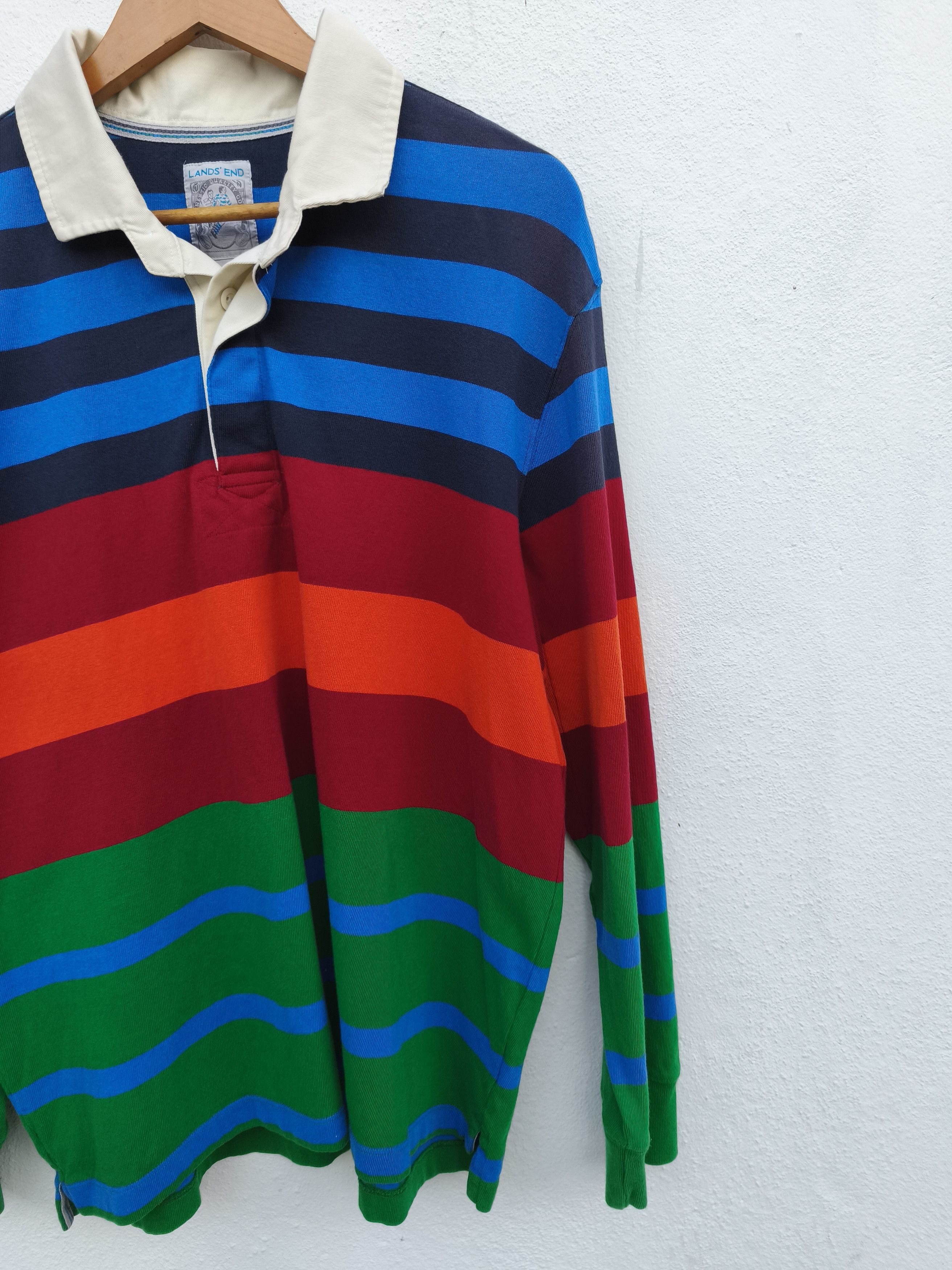 Lands' End Y2k Lands End Polo Rugby stripes multicolor Size US L / EU 52-54 / 3 - 3 Thumbnail