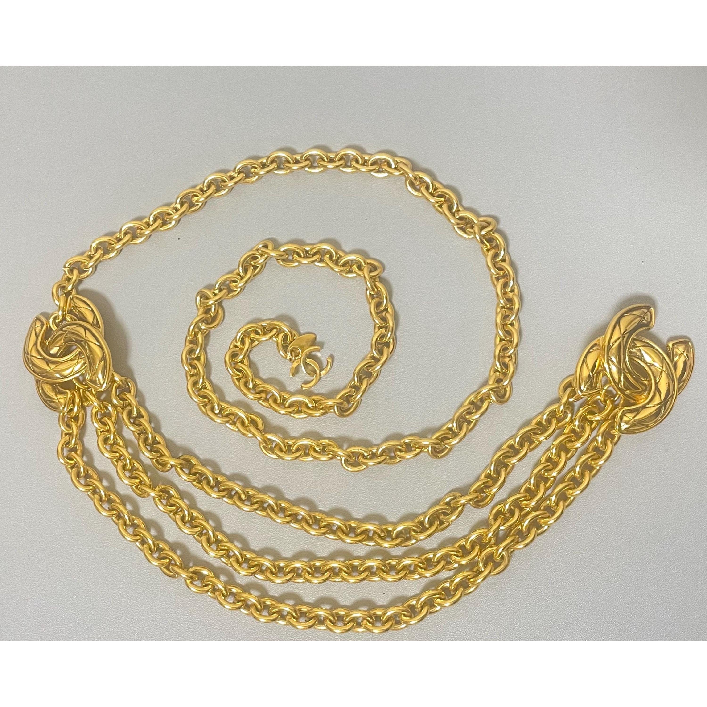 Chanel Vintage CHANEL gold chain belt with triple layer chains 95cm Size ONE SIZE - 1 Thumbnail