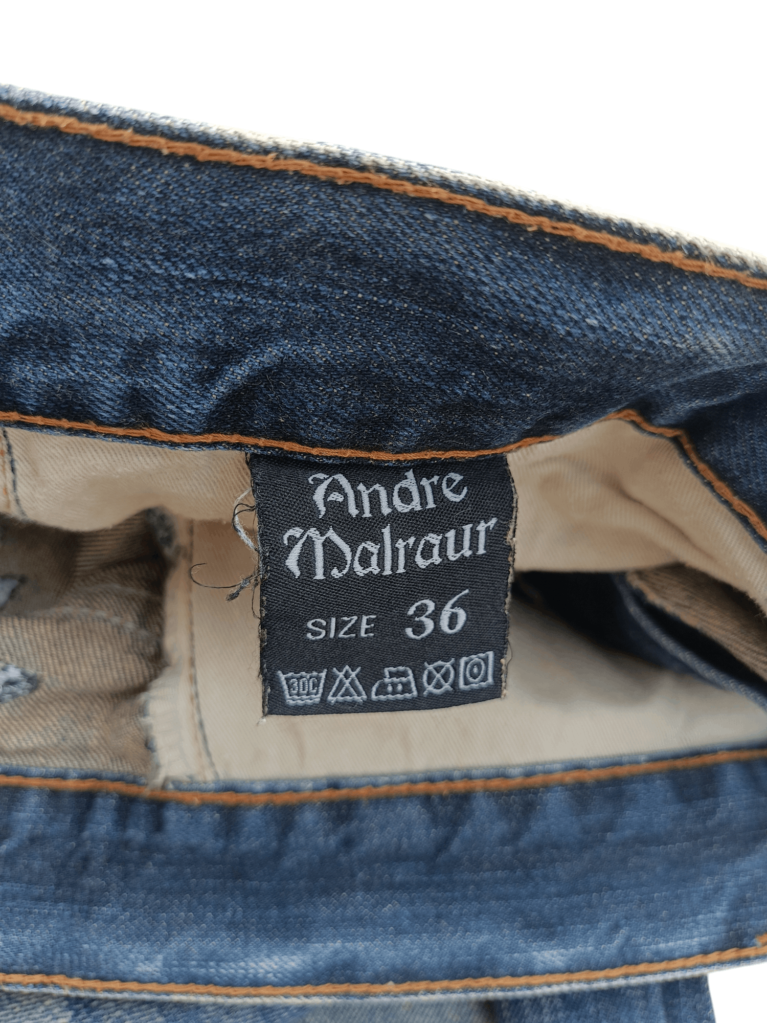 Designer RARE Andre Malraur Distressed Skull + Embroidery Angel Denim Size US 36 / EU 52 - 3 Thumbnail