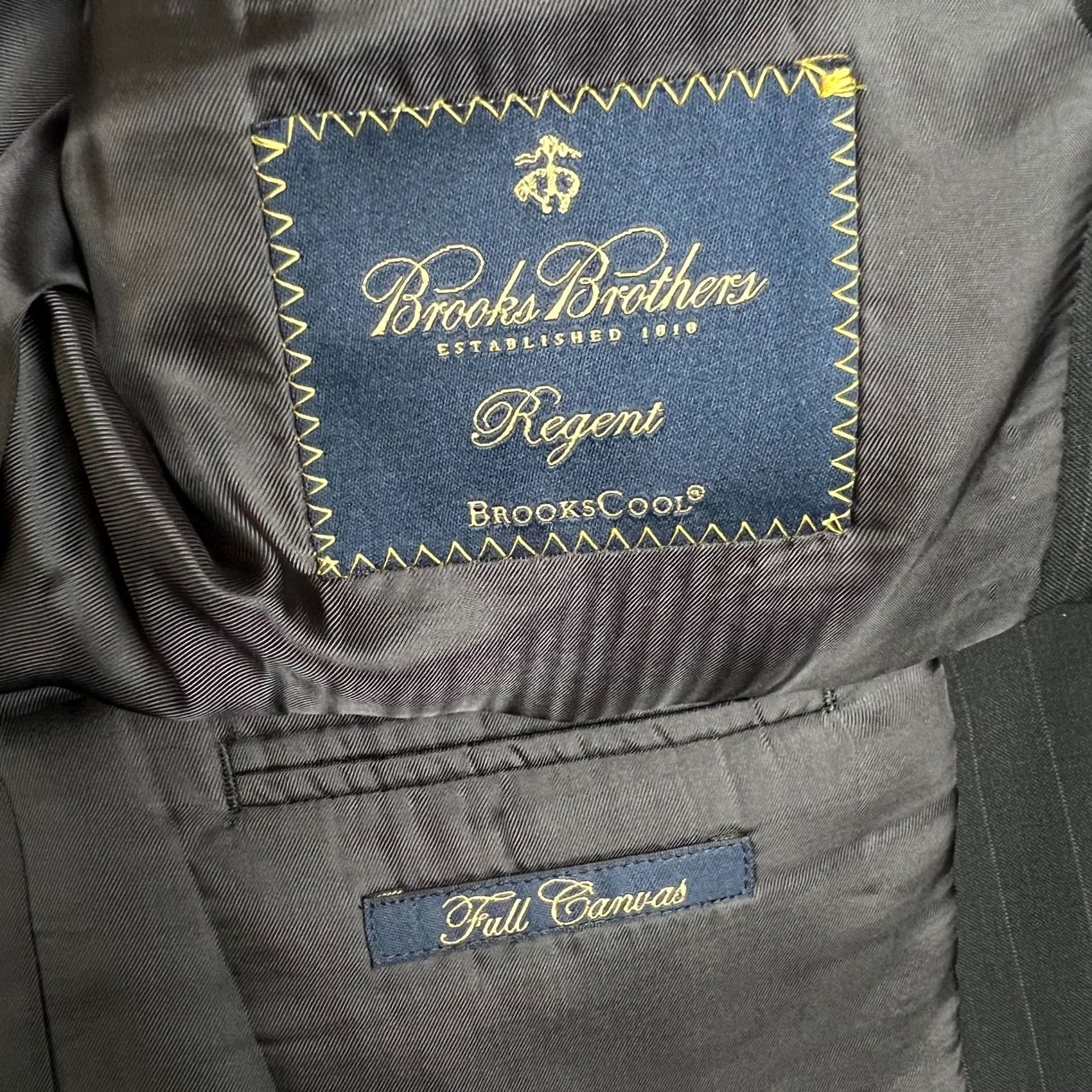 Brooks Brothers Brooks Brothers Regent Brookscool Pinstripe Suit Coat Pants Set 42R Black 2 Piece Men Regular Wool Pinstripe Suit Coat Pants Set 42R 36x29 Black Size 42R - 5 Thumbnail
