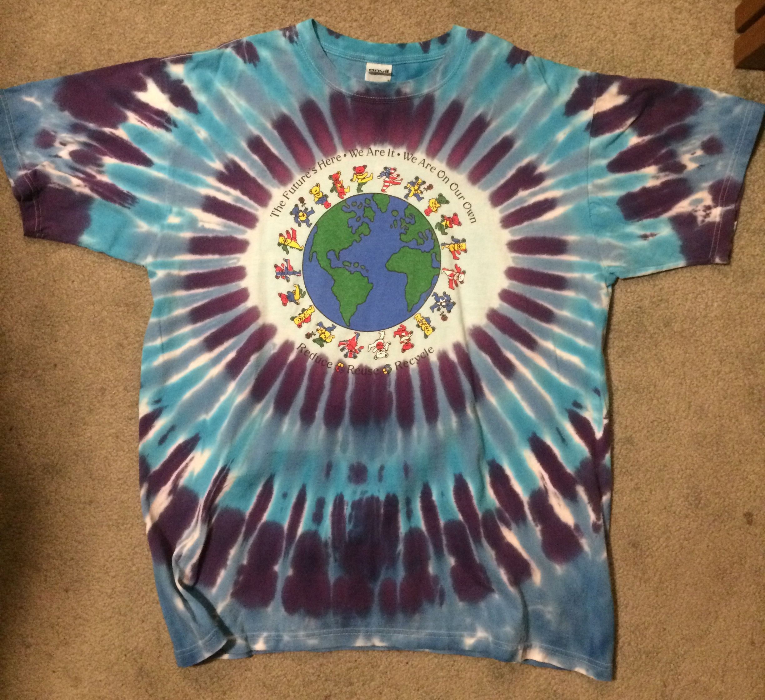 image of Anvil x Vintage Grateful Dead Shirt Throwing Stones in Tie Dye, Men's (Size XL)