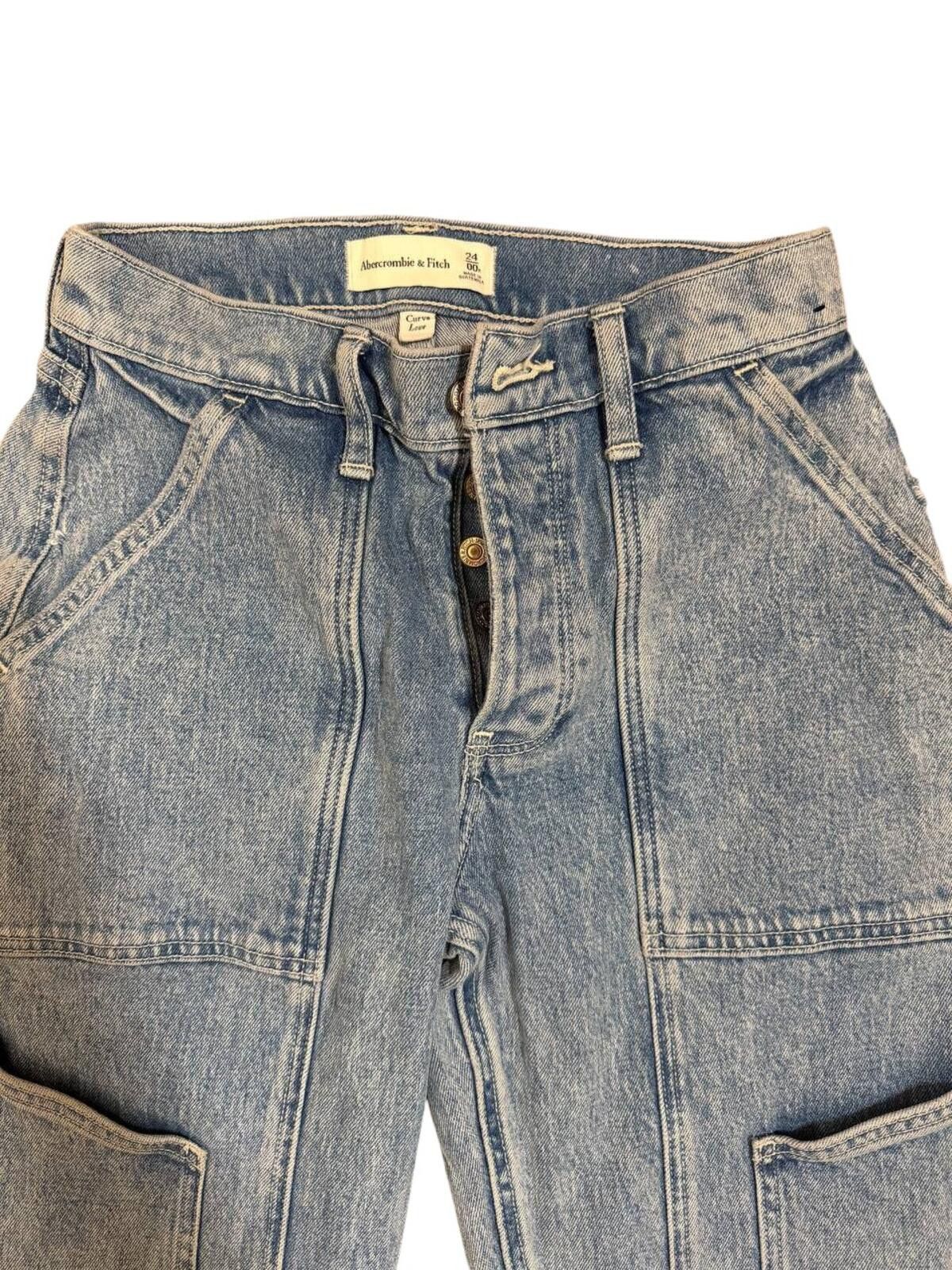Abercrombie & Fitch Abercrombie & Fitch Curve Love High Rise Carpenter Jeans Size 24" / US 00 / IT 34 - 2 Thumbnail