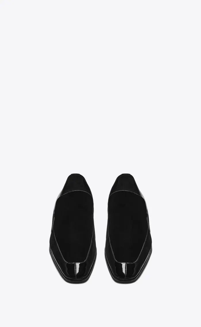 Saint Laurent Paris oc11z0526 756161 Gabriel Loafers Patent Leather Velvet Black Size US 11.5 / EU 44-45 - 2 Thumbnail