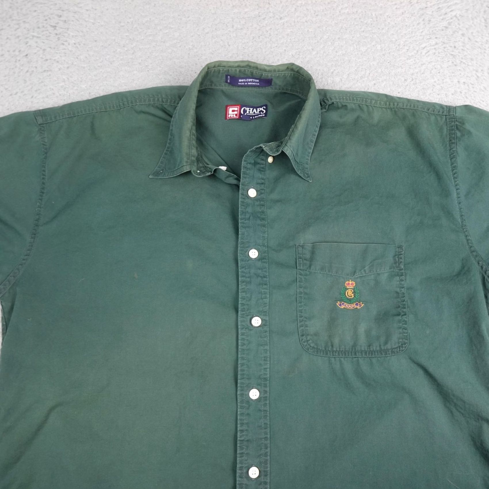 Polo Ralph Lauren Polo Ralph Lauren Shirt Mens Large Green Twill Crest Button Up 90s Short Sleeve Size US L / EU 52-54 / 3 - 3 Thumbnail