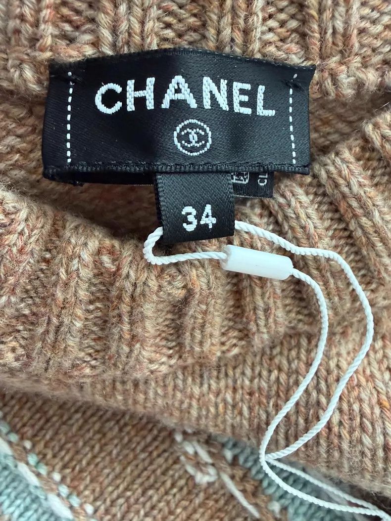 Chanel Chanel Khaki blue striped button pullover sweater Size XXS / US 00 / IT 34 - 4 Thumbnail