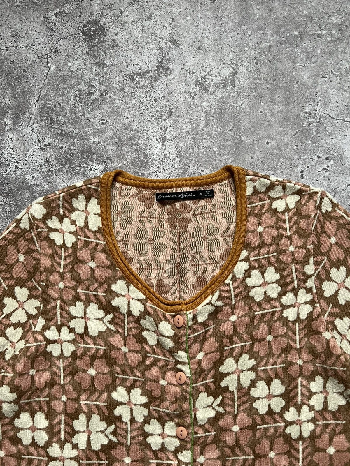 Designer Gudrun Sjoden Floral Print Cotton Cardigan Sweater Size M / US 6-8 / IT 42-44 - 6 Thumbnail