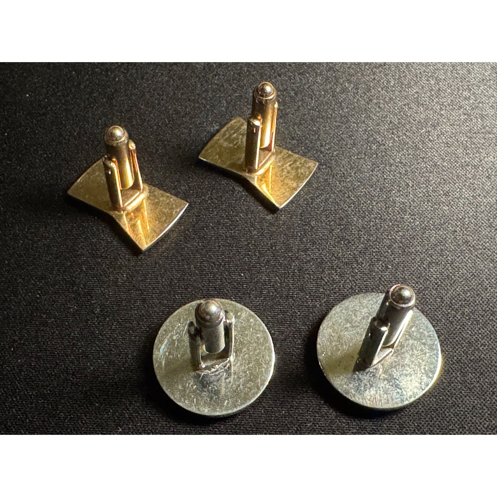 Other 2 Pair of Vintage Cuff Links Silver Agate & Gold Tone Bowtie Size ONE SIZE - 5 Thumbnail
