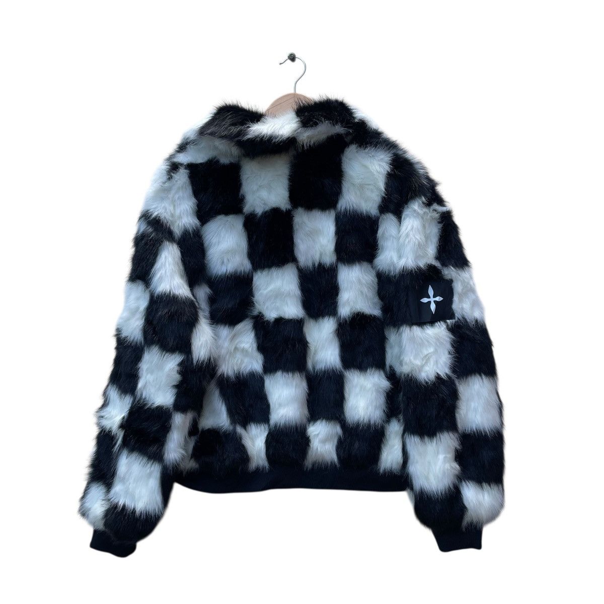 MR & MRS ITALY × Sagafurs × Vintage 💥Vintage CBVFM Faux Fur Black And White Checked Jacket Size M / US 6-8 / IT 42-44 - 2 Thumbnail