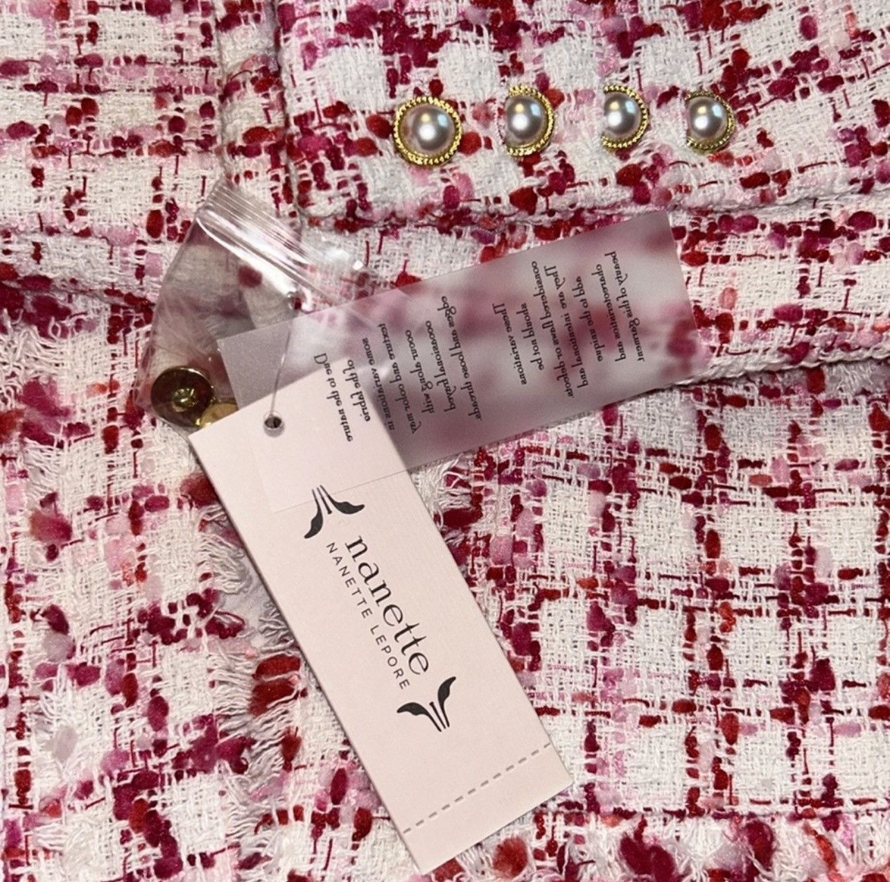 Nanette Lepore Nanette Lepore womens Dalston Boucle Pink Tweed Blazer - 12 Size XL / US 12-14 / IT 48-50 - 8 Thumbnail