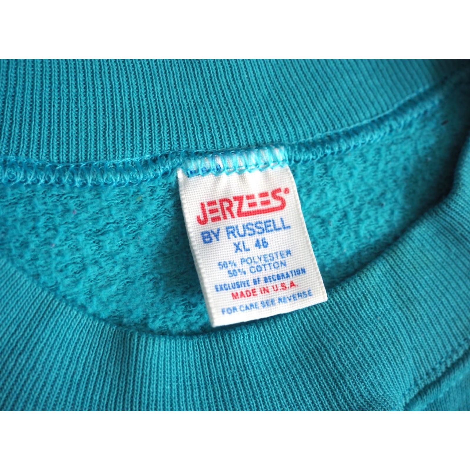 Jerzees VTG Jerzee Sweatshirt Pullover Raglan 80s Graphic Print Blue Distress L Mens Size US L / EU 52-54 / 3 - 4 Thumbnail